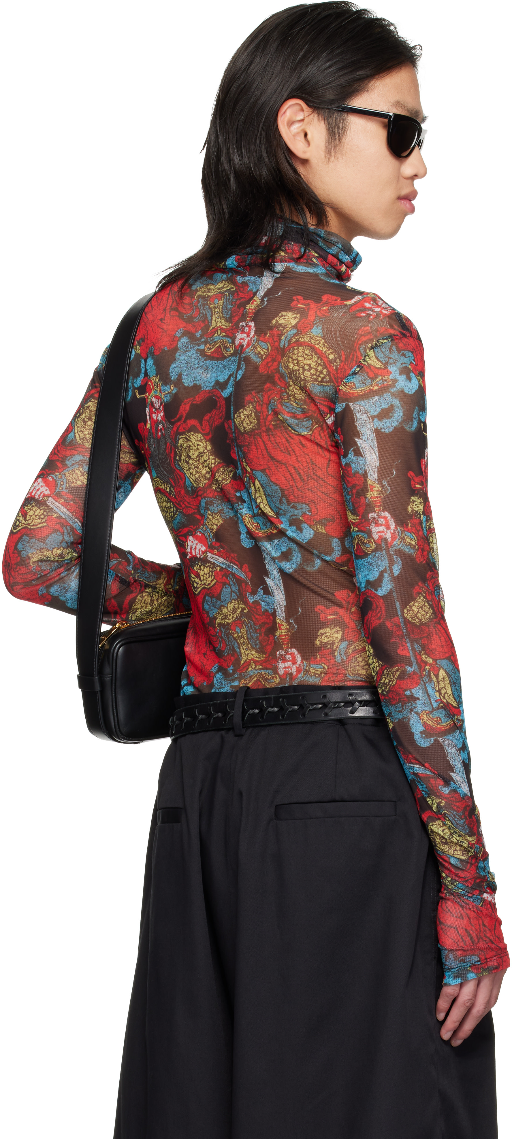 LU'U DAN - Red Masked Mesh Turtleneck