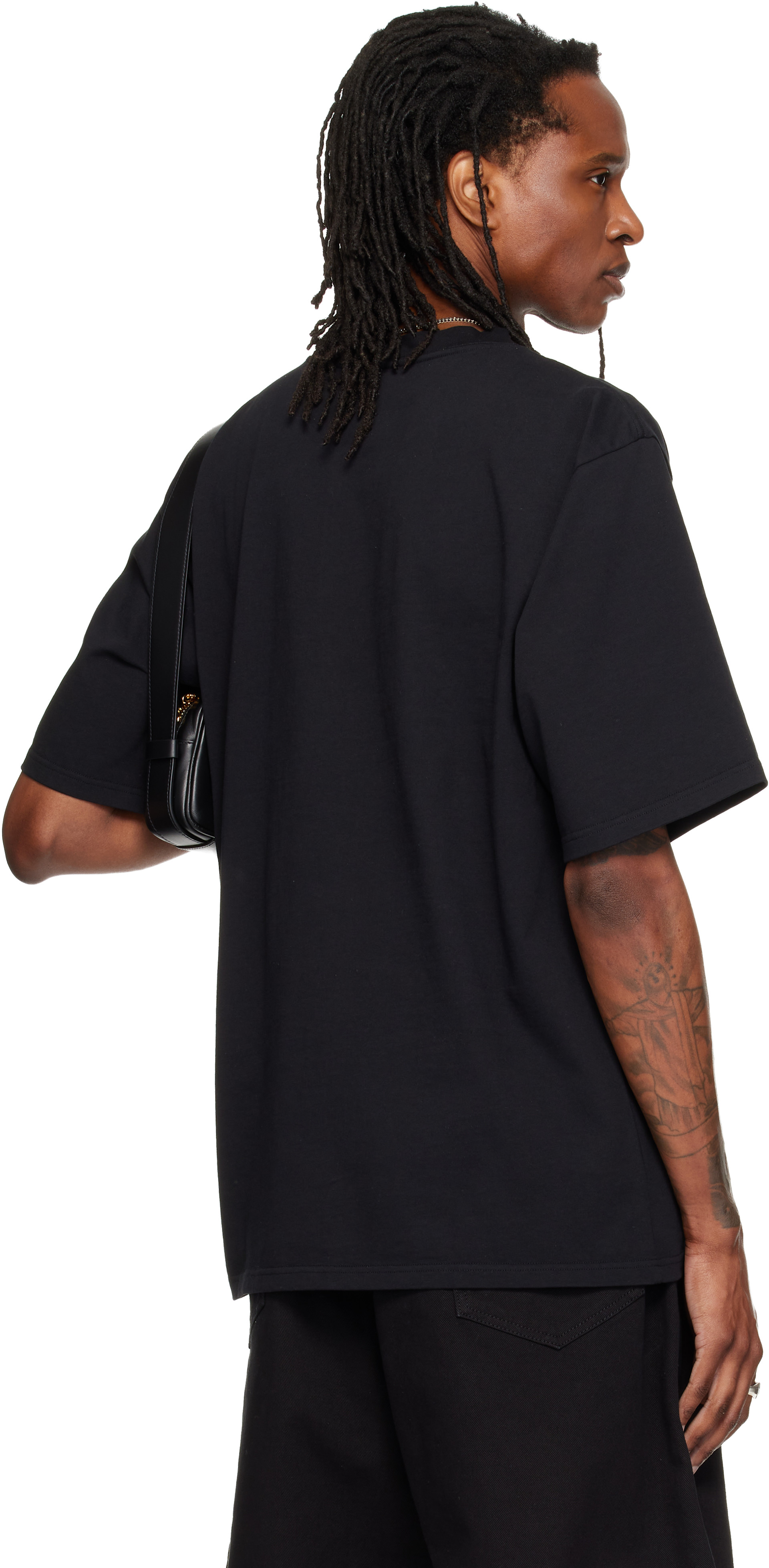 LU’U DAN - T-shirt noir à image de léopard