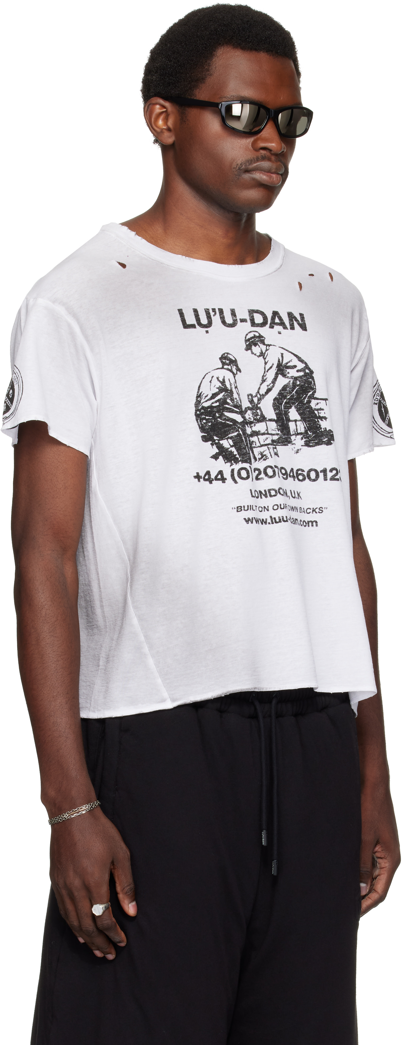 LU'U DAN - White Thrash T-shirt