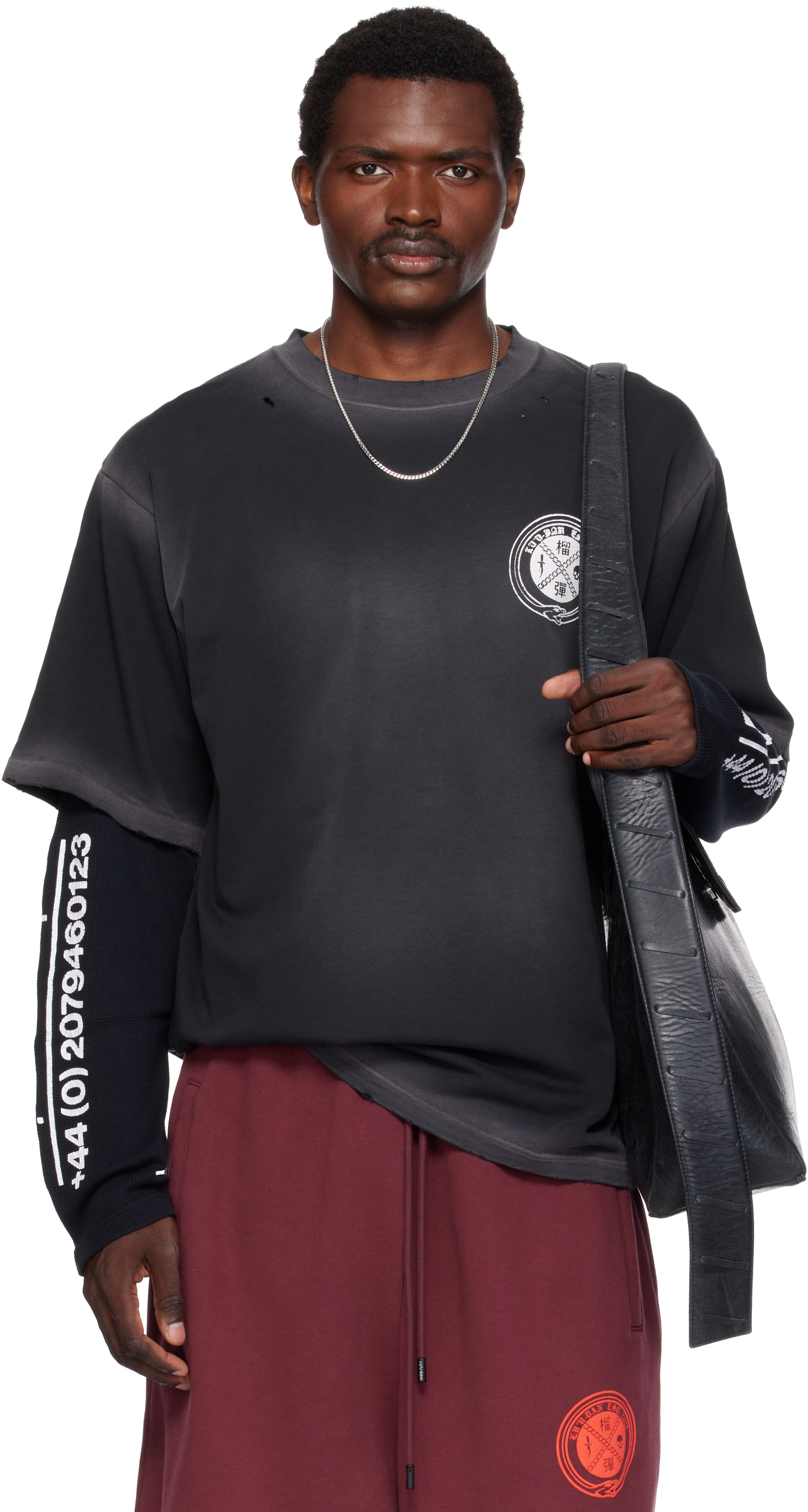 LU'U DAN - Black Corroded Double Deck T-shirt