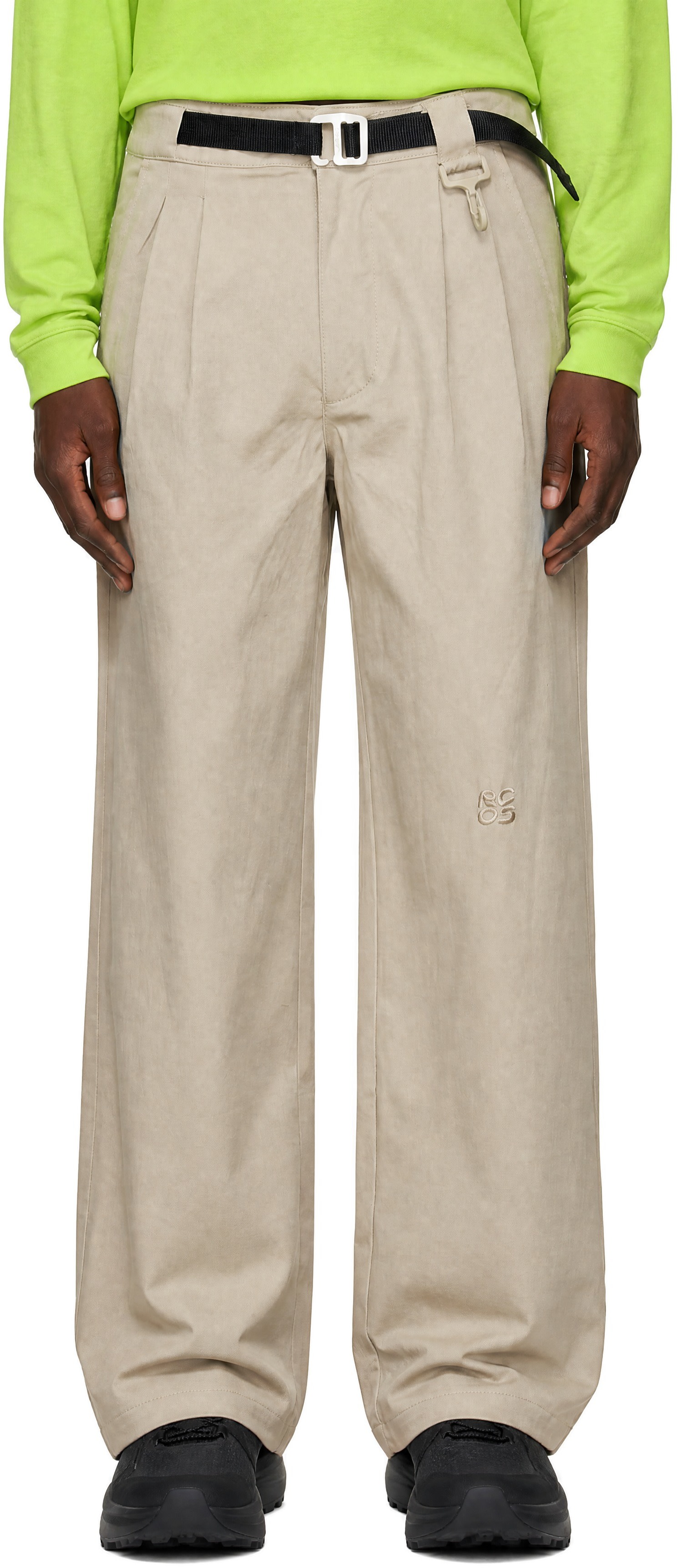 RCOS - Pantalon beige à ceinture