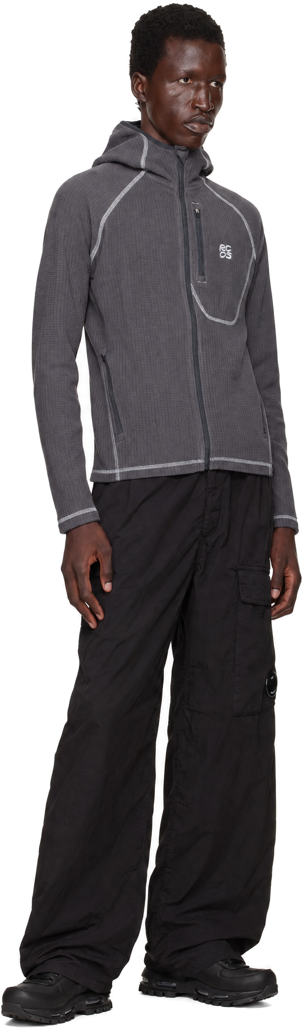 RCOS - Gray Sequoia Full Zip Grid Fleece Sweater