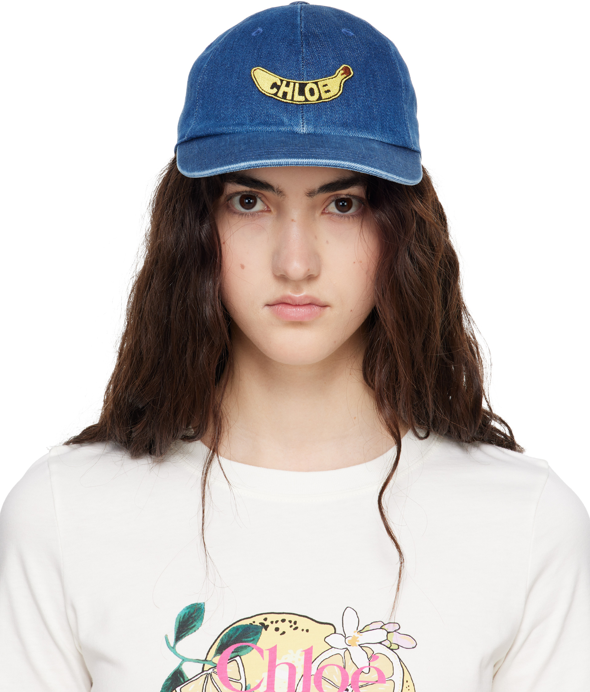 Chloé: Blue 'The Chloé Chill' Denim Cap | SSENSE