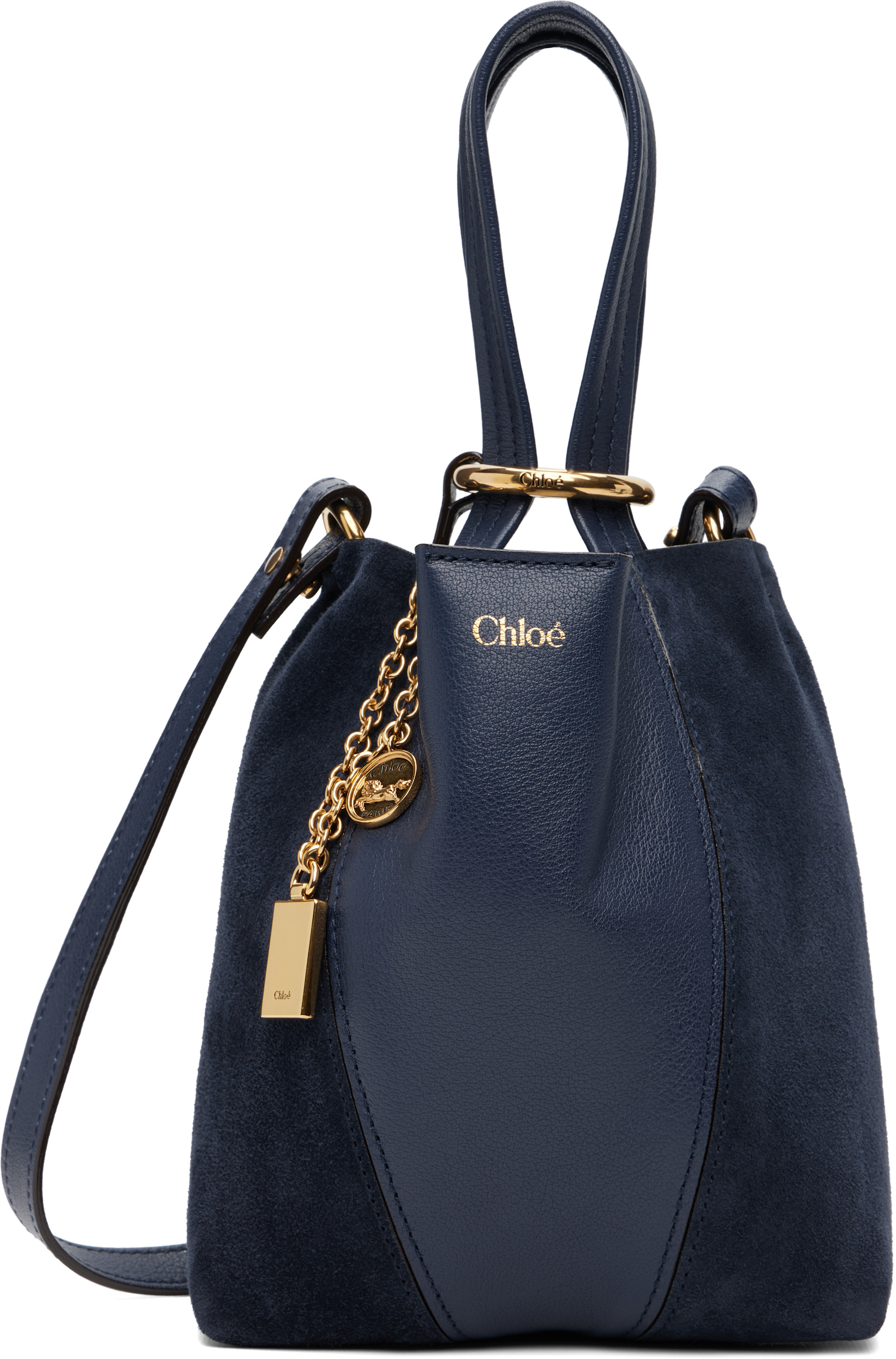 Chloé - Petit cabas Spin bleu marine à logo