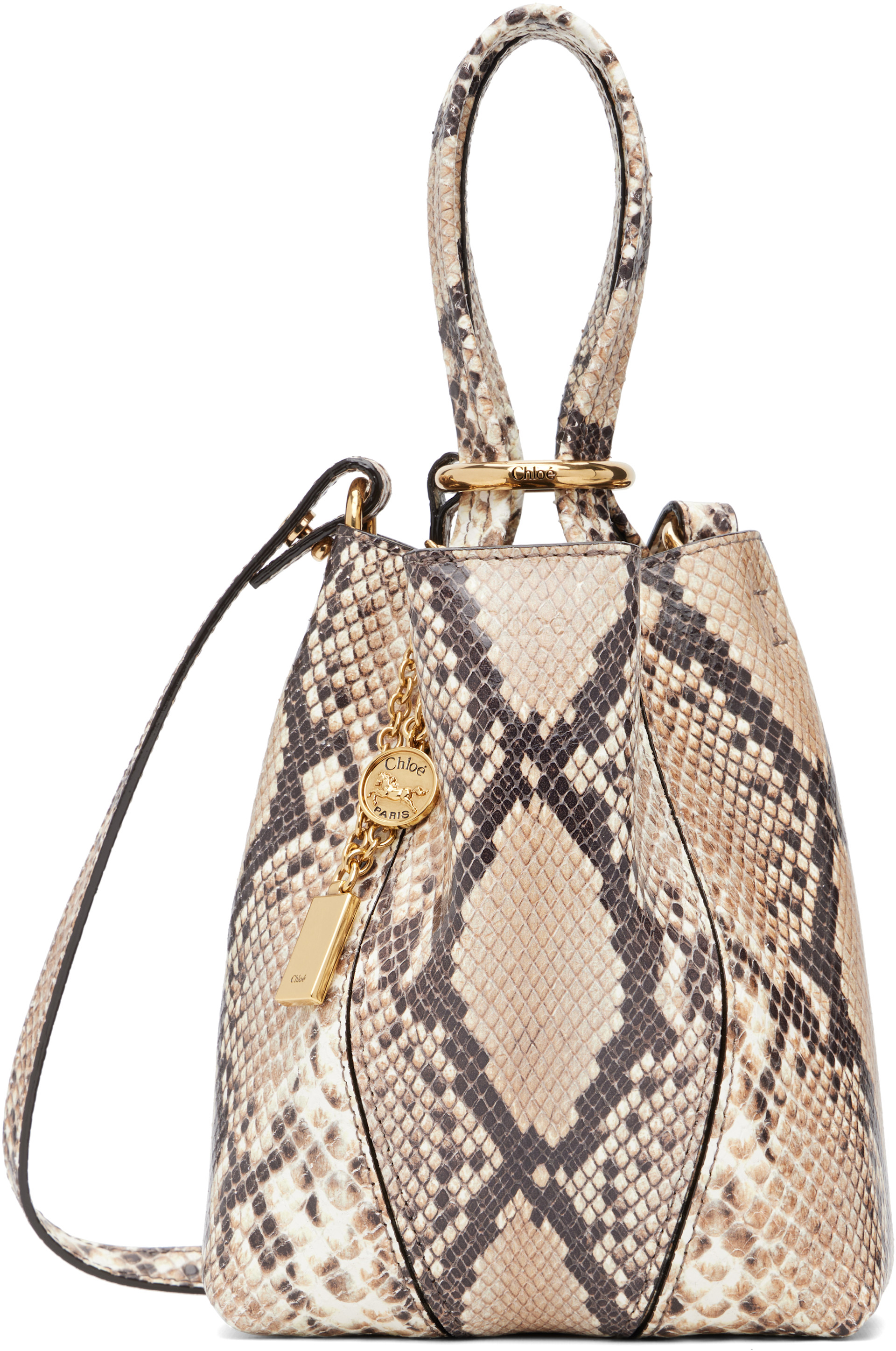 Chloé - Petit cabas Spin beige à logo