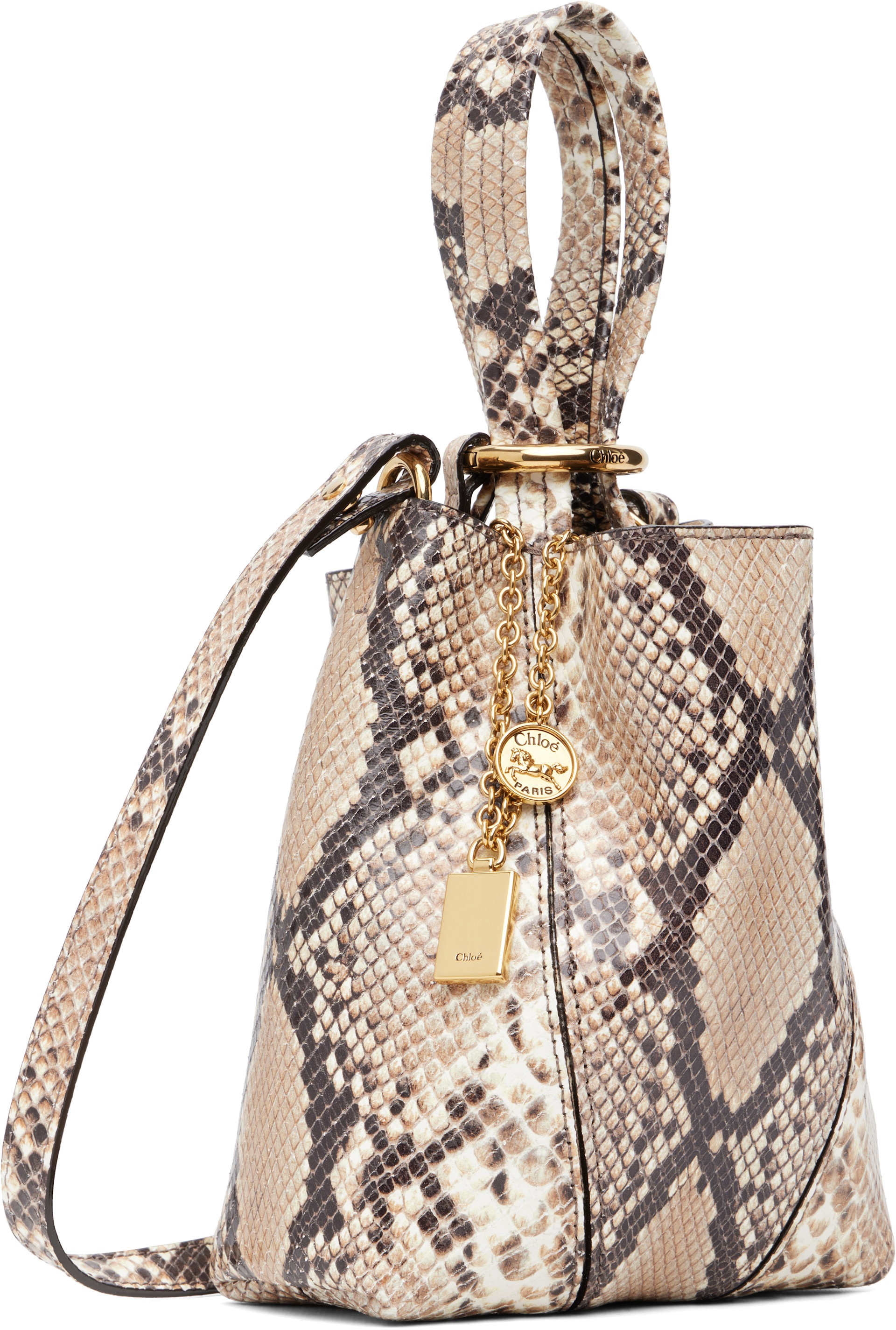 Chloé - Petit cabas Spin beige à logo