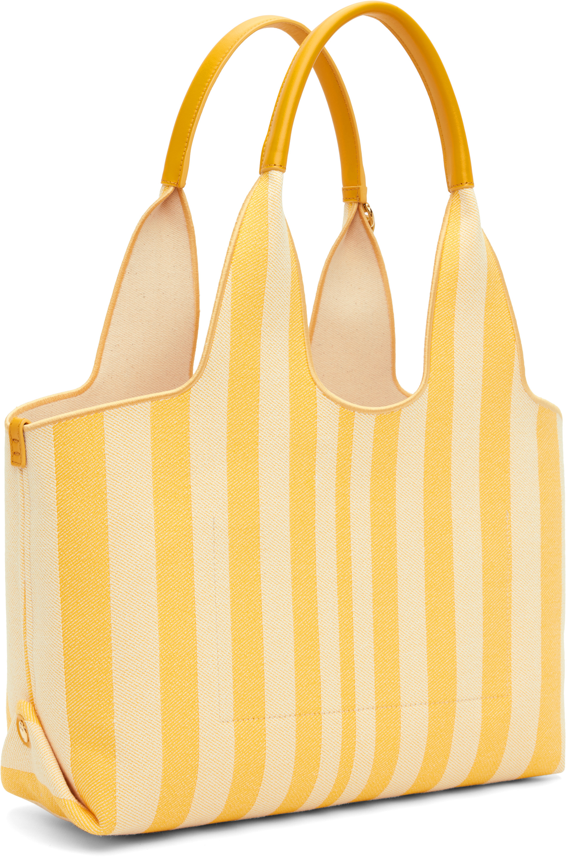 Chloé - Cabas horizontal jaune à rayures et à logo