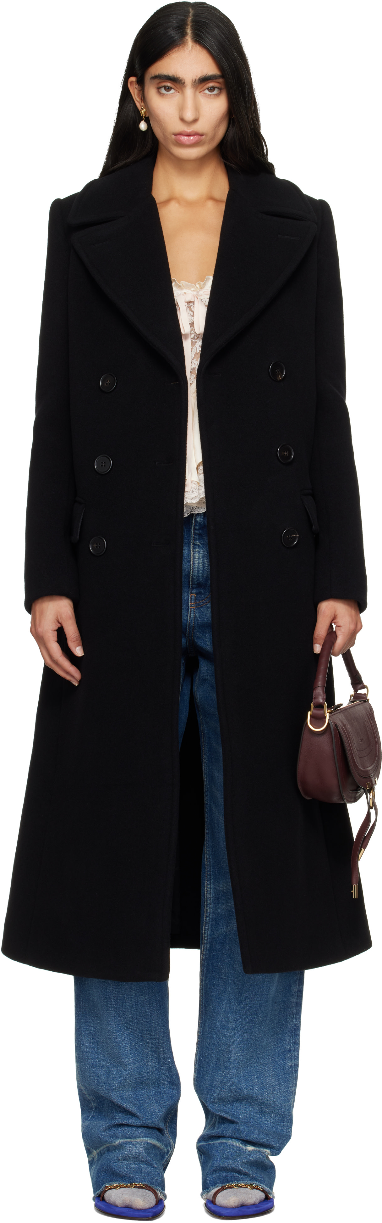 Chloé - Black Long Double-Breasted Coat
