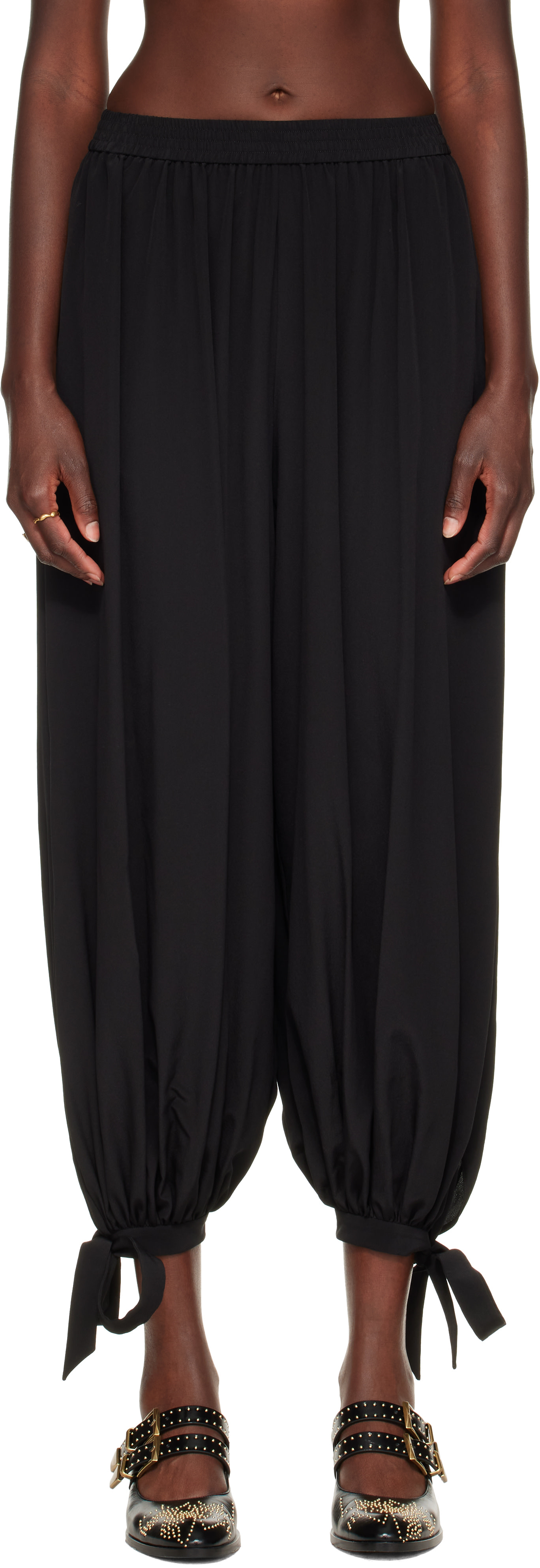 Chloé - Pantalon fluide noir à plis