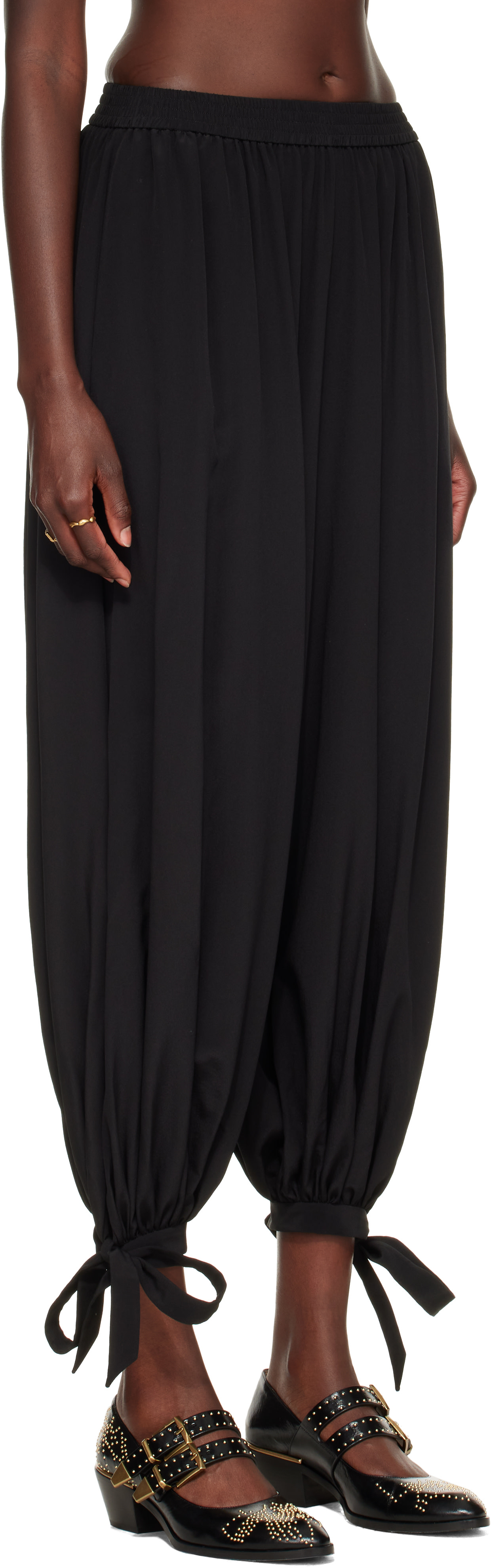Chloé - Pantalon fluide noir à plis