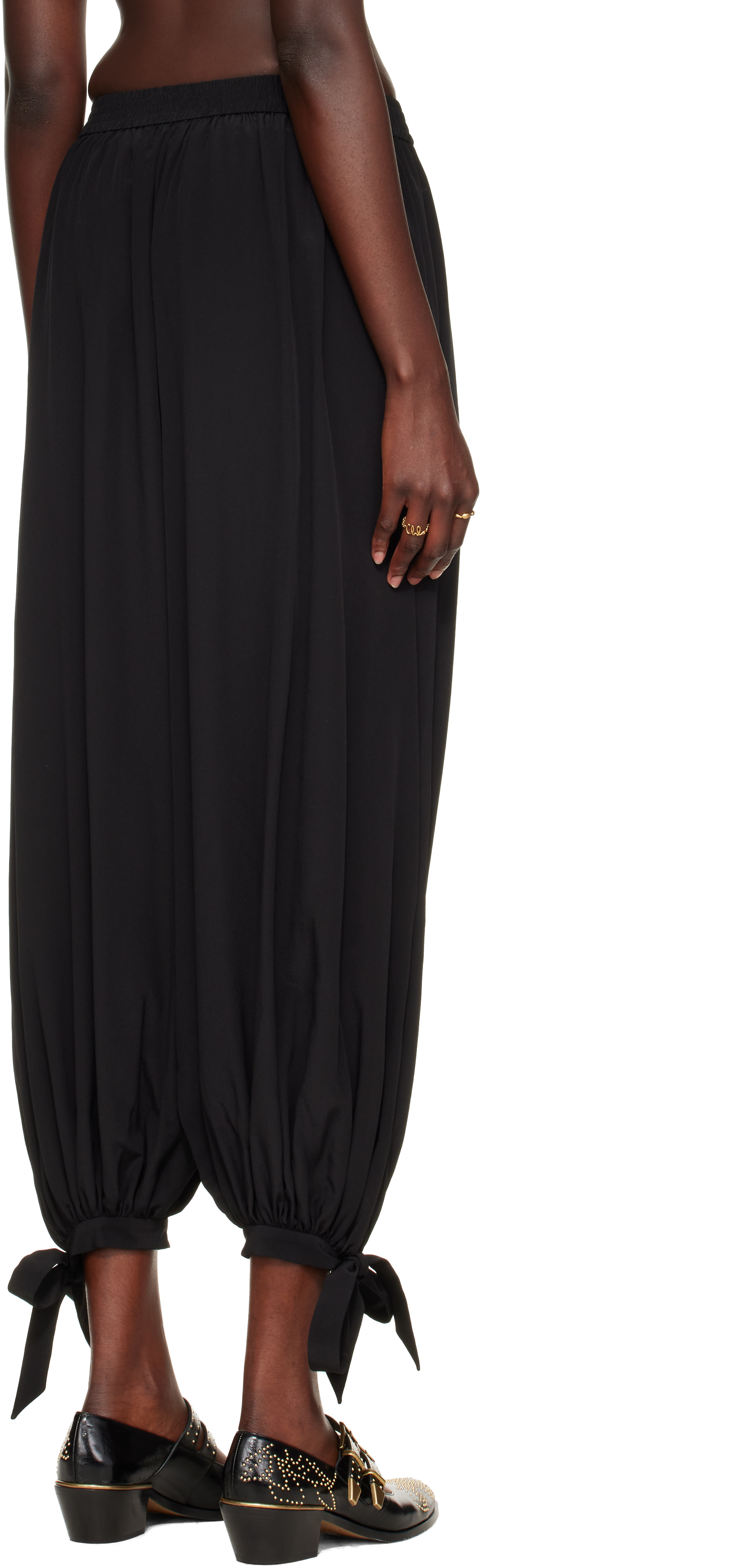 Chloé - Pantalon fluide noir à plis