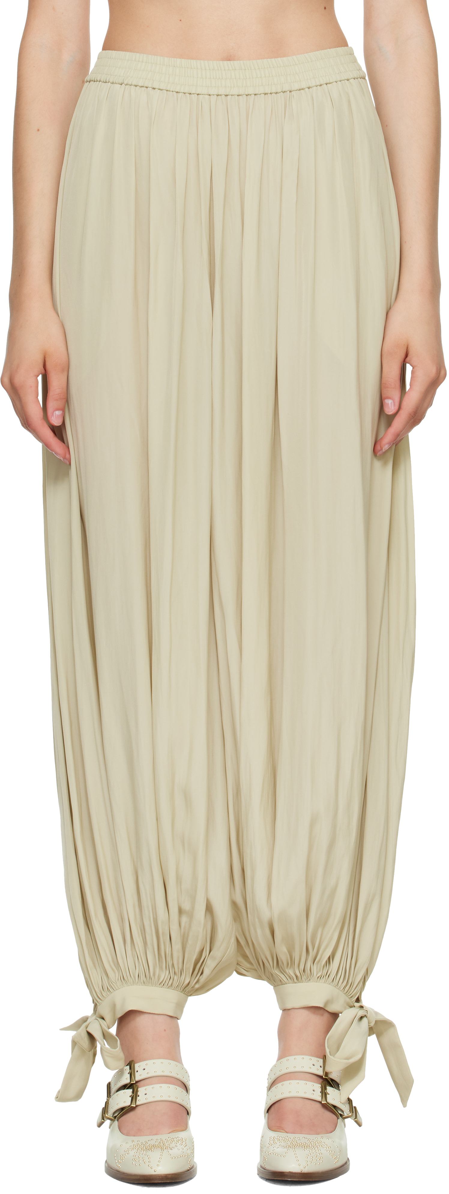 Chloé - Pantalon fluide vert à plis