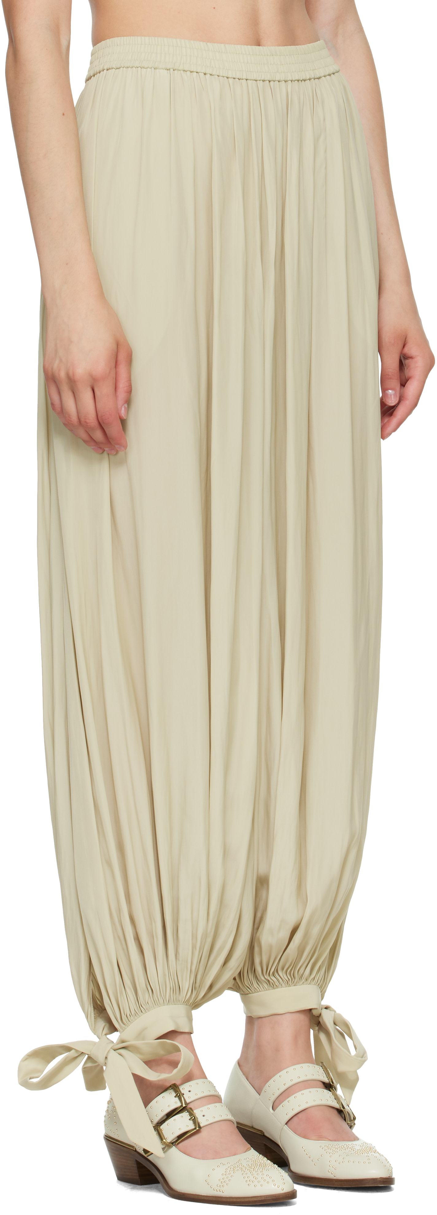 Chloé - Pantalon fluide vert à plis