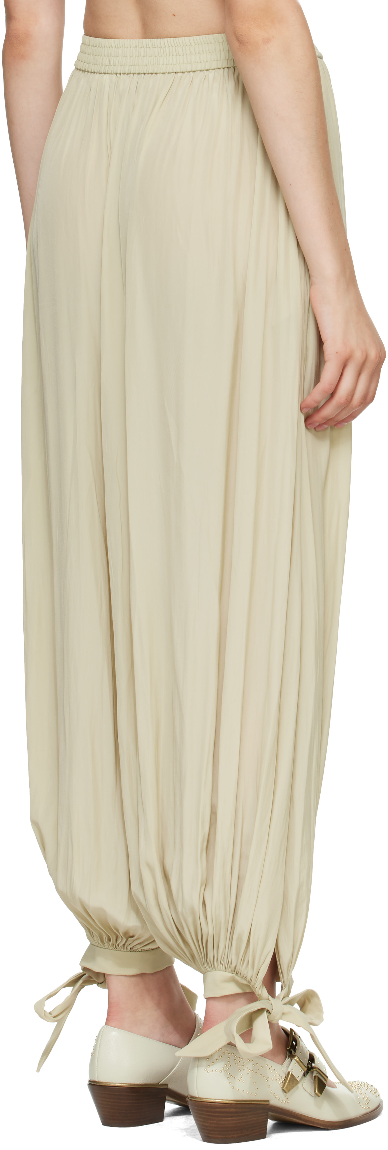 Chloé - Pantalon fluide vert à plis