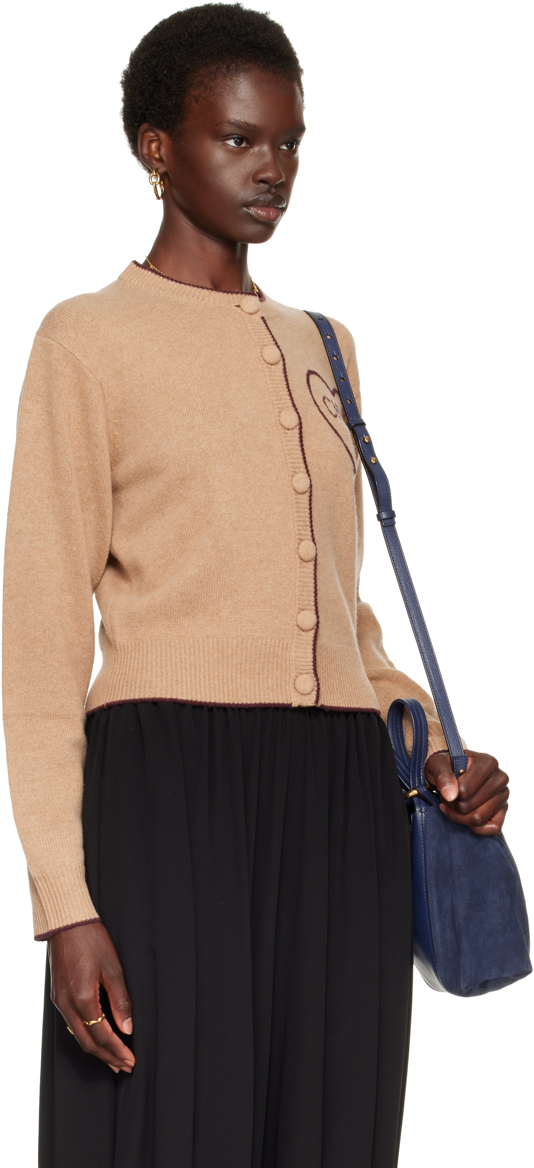 Chloé - Cardigan ajusté beige à logo