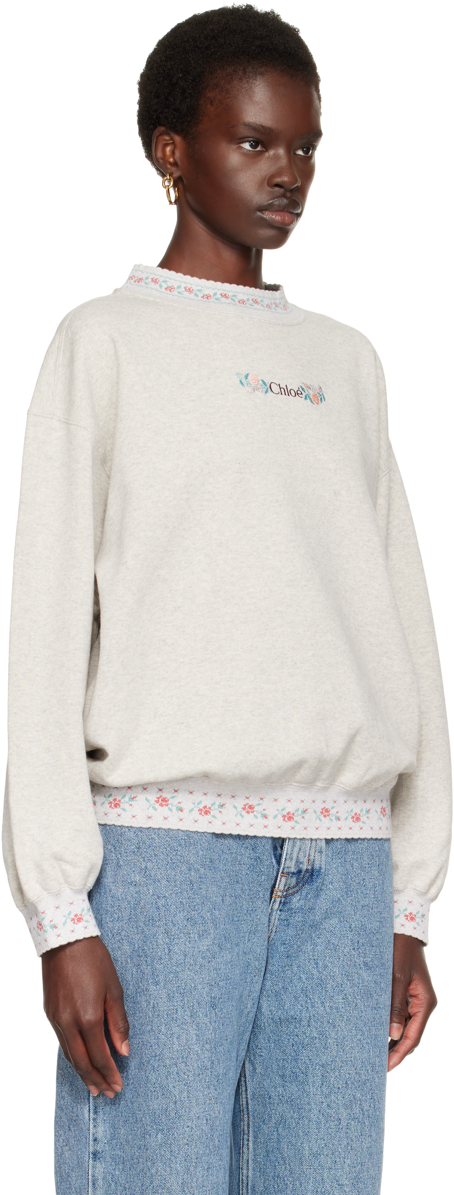 Chloé - Pull molletonné gris en coton