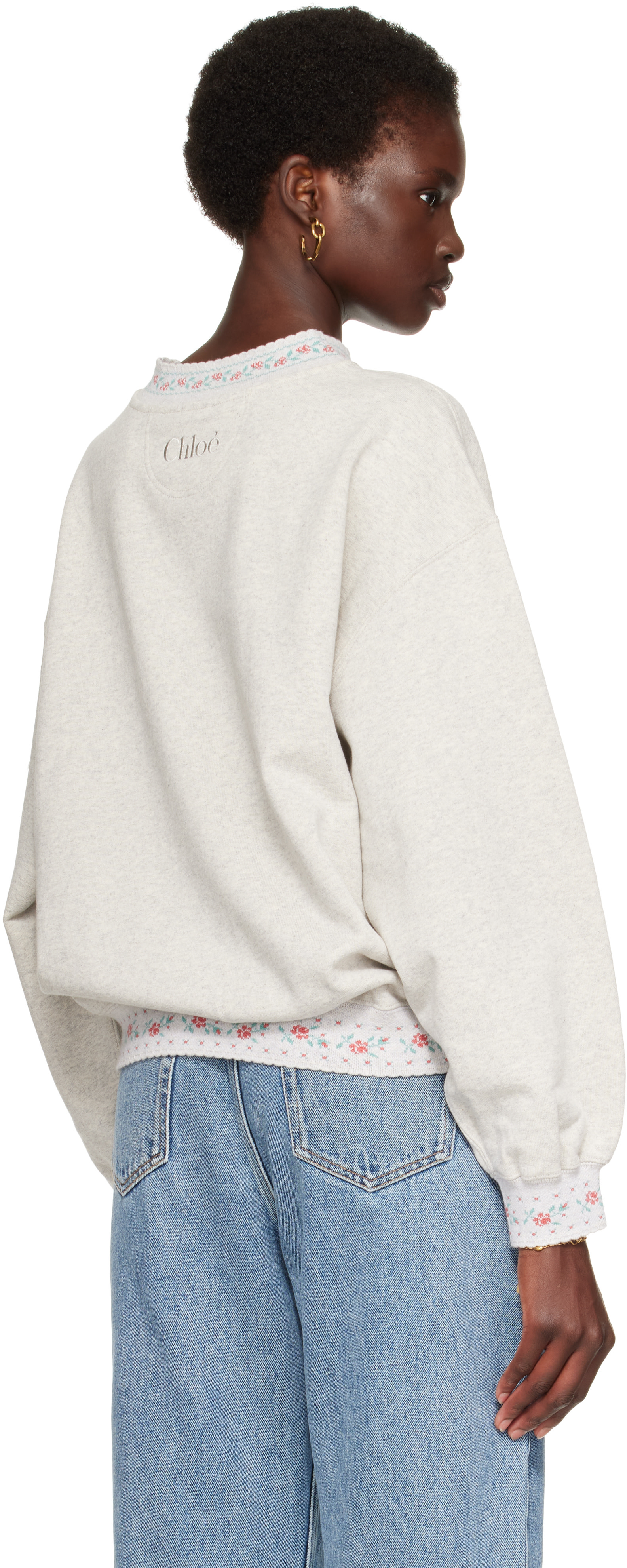Chloé - Pull molletonné gris en coton