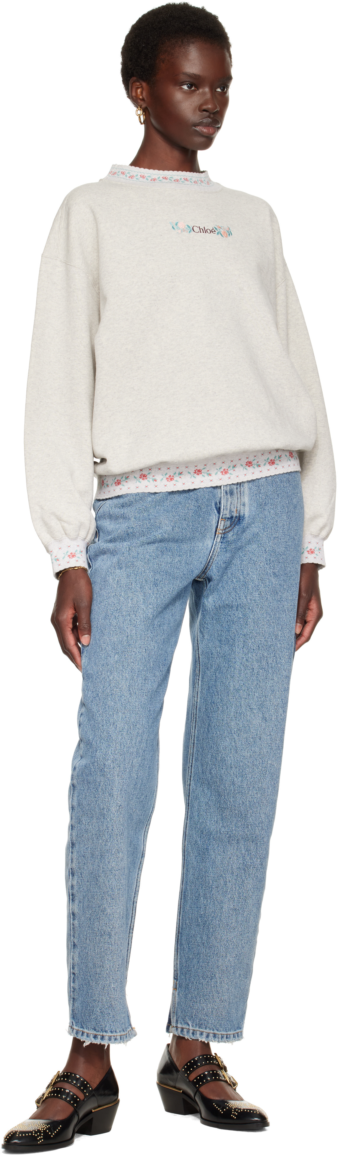Chloé - Pull molletonné gris en coton