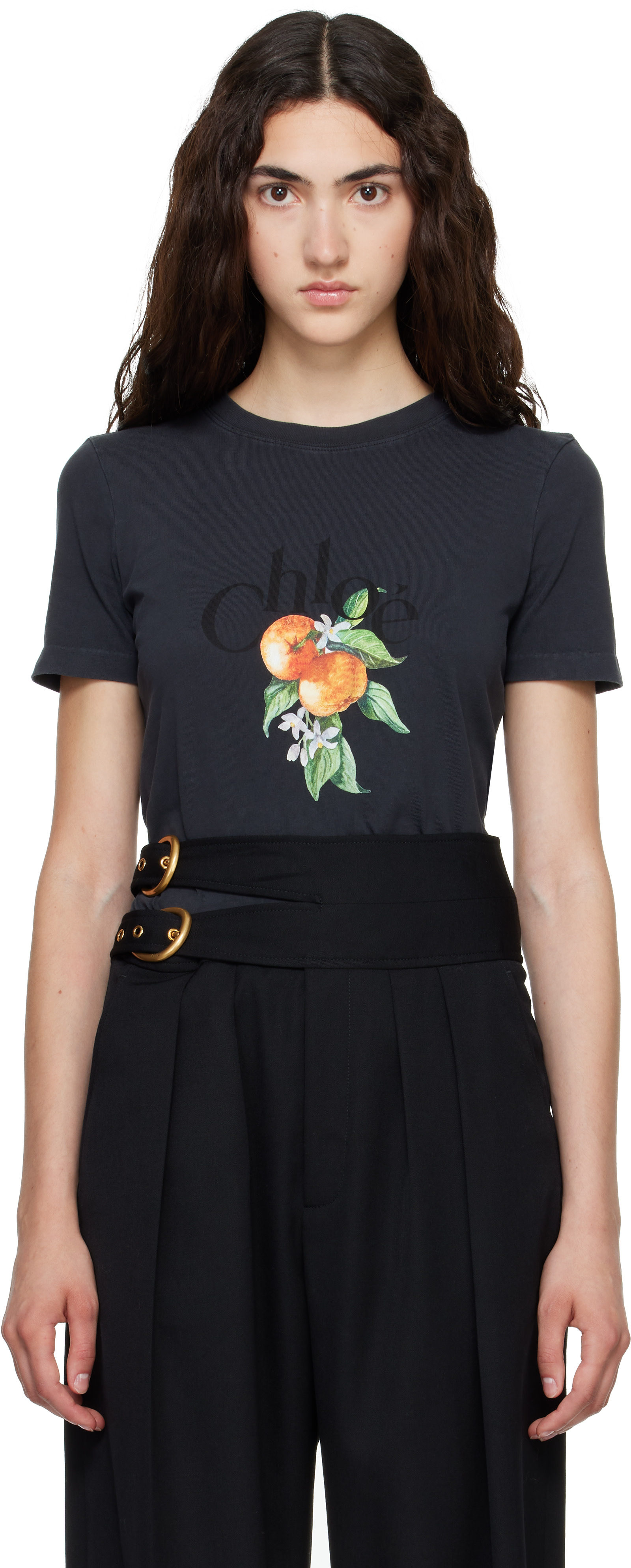 Chloé - Micro t-shirt noir à logo