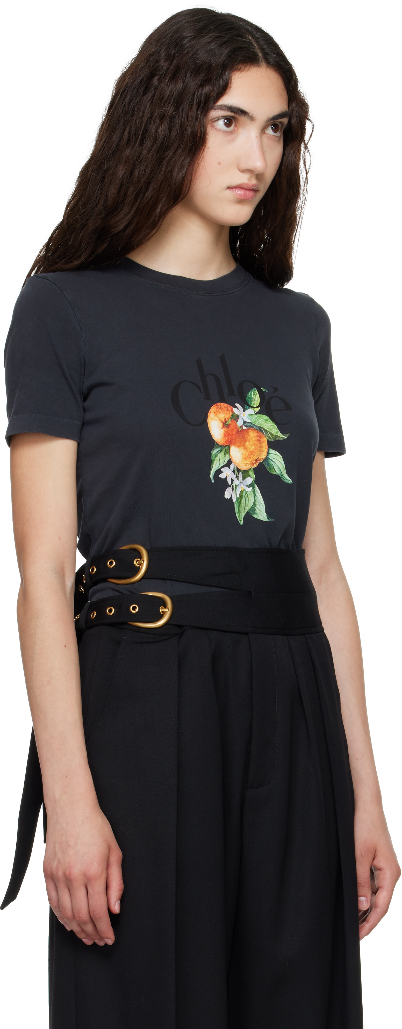 Chloé - Micro t-shirt noir à logo