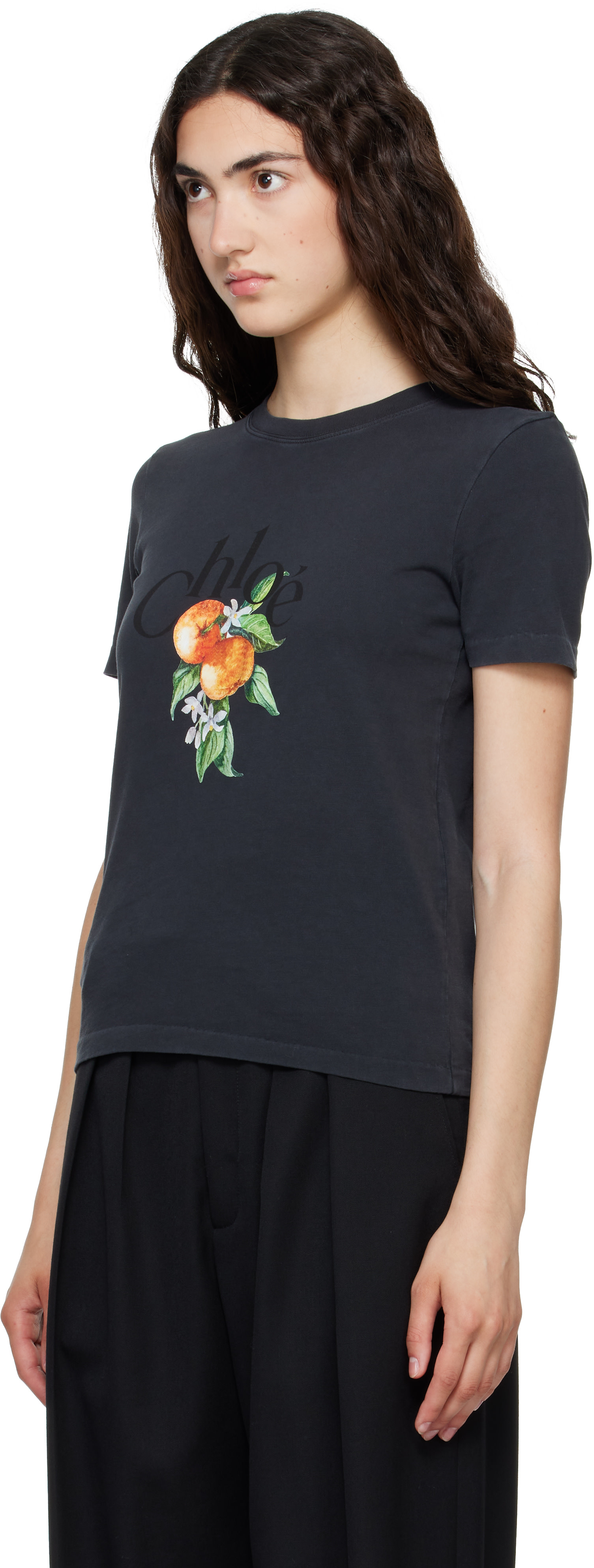 Chloé - Micro t-shirt noir à logo