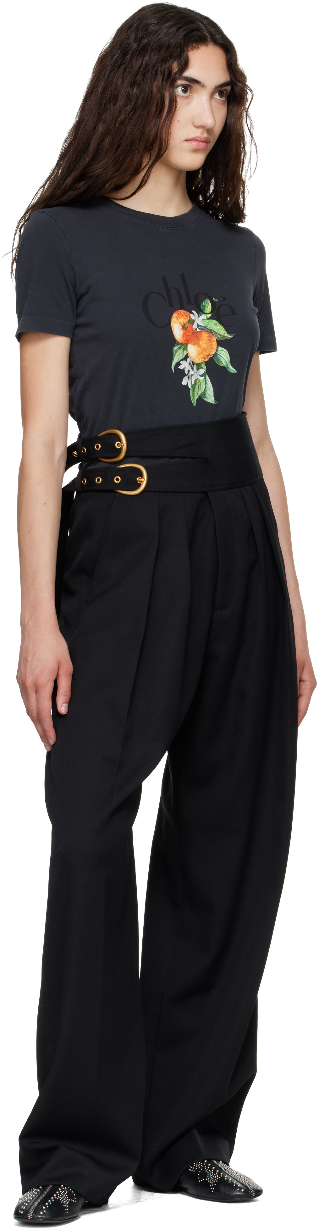 Chloé - Micro t-shirt noir à logo