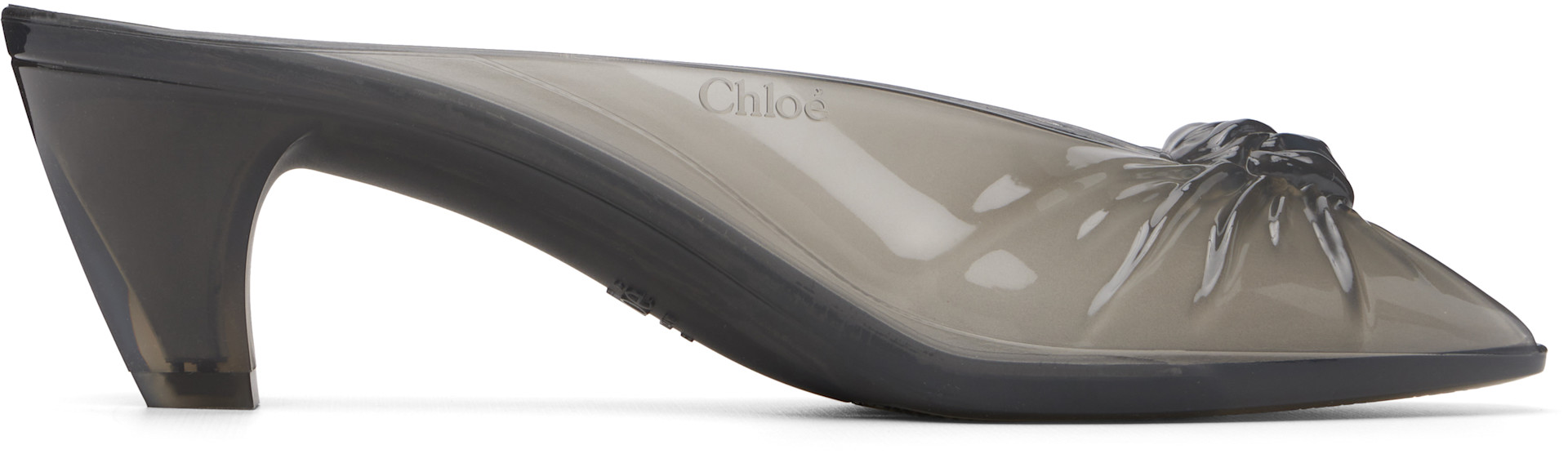 Chloé: Gray 'Chloé Jelly' Mule Heeled Sandals | SSENSE Switzerland