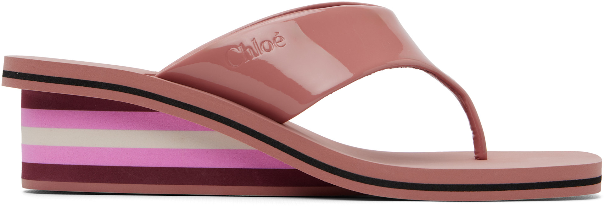 Chloé: Pink Swimming Cool Wedge Sandals | SSENSE Canada