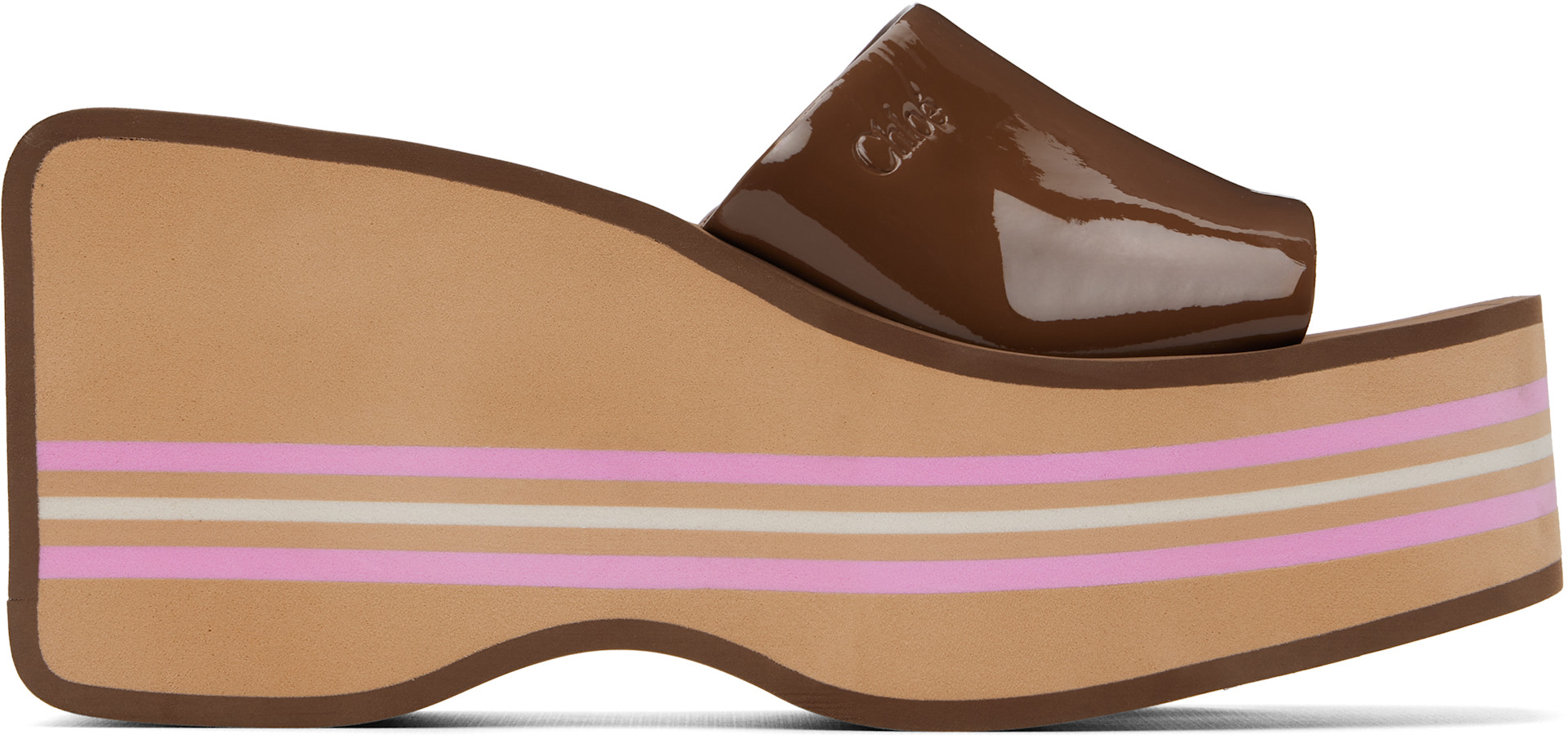 Chloé: Brown Swimming Cool Wedge Mule Sandals | SSENSE