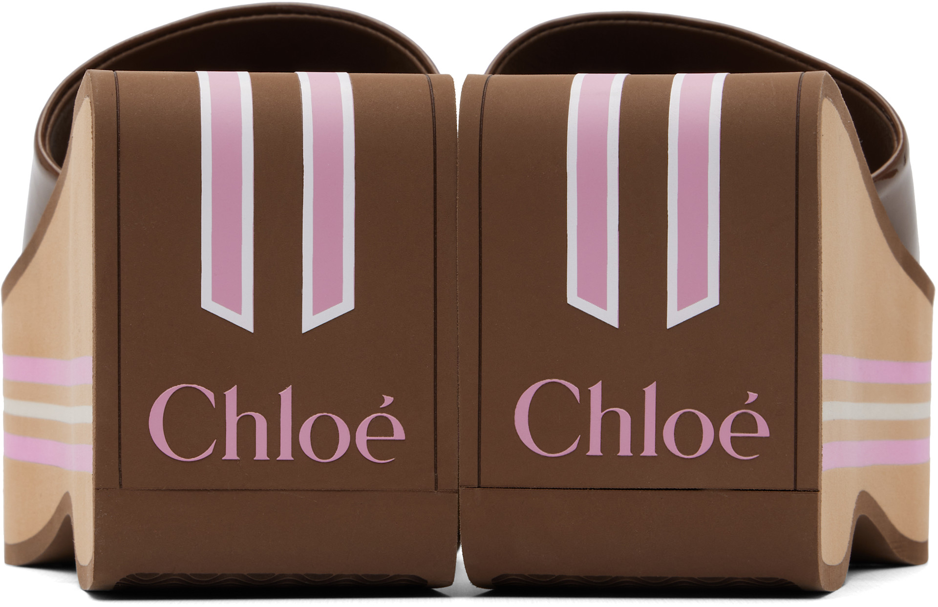 Chloé: Brown Swimming Cool Wedge Mule Sandals | SSENSE