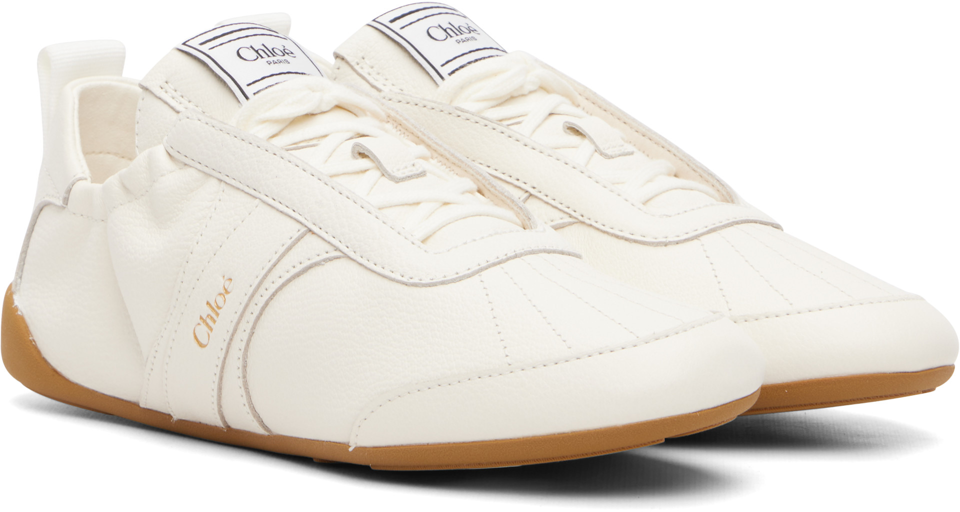 Chloé: オフホワイト 'Chloé Kick' スニーカー | SSENSE 日本