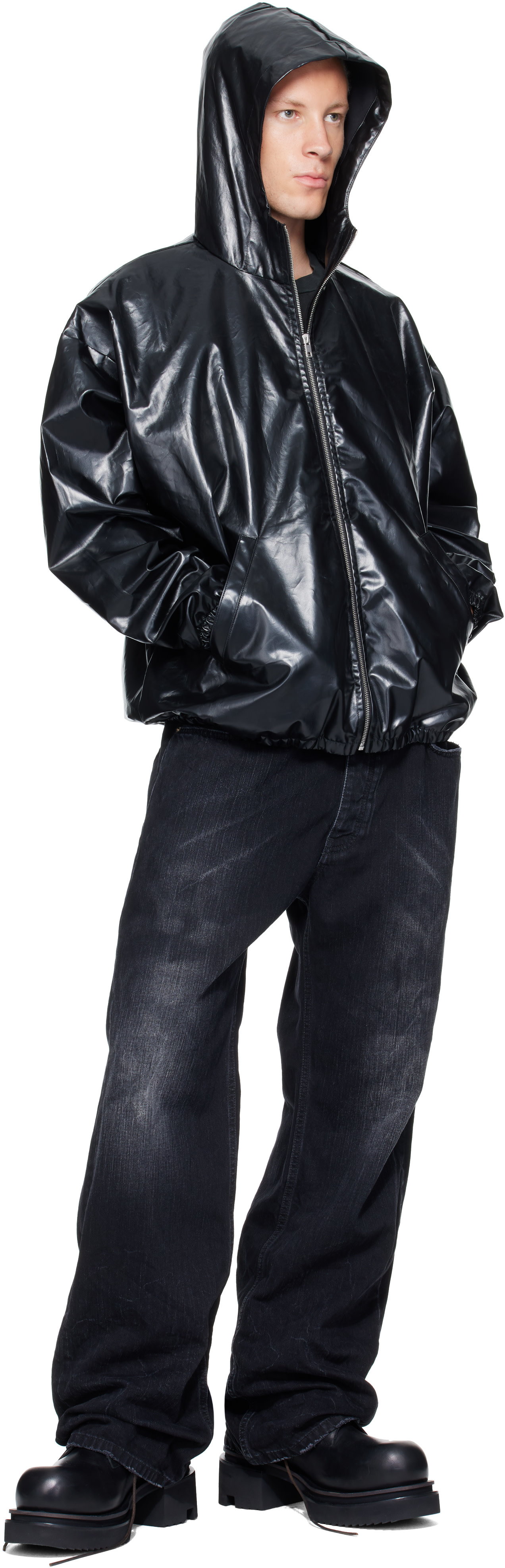 ALEXANDER DIGENOVA - Black Coated Windbreaker Jacket