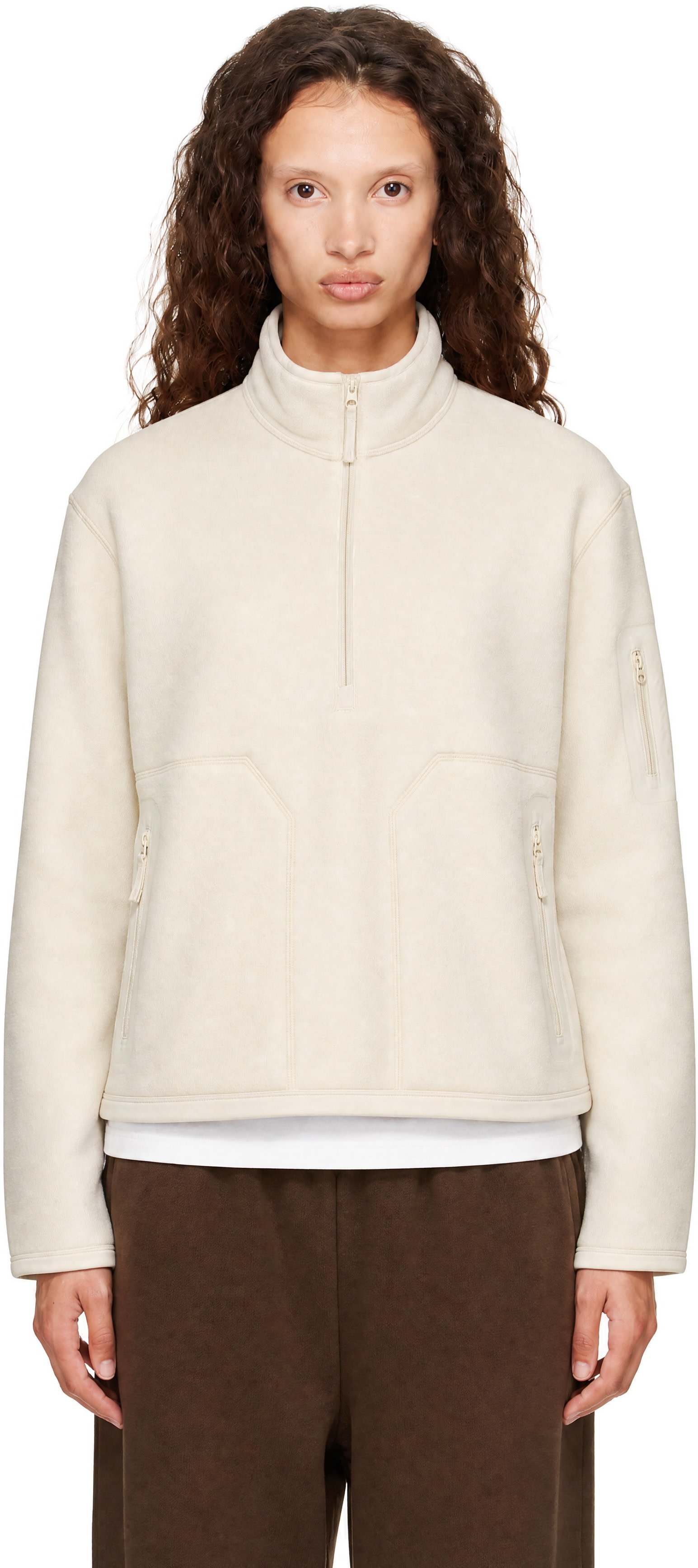 Arc'teryx - Pull molletonné Covert blanc cassé à demi-glissière