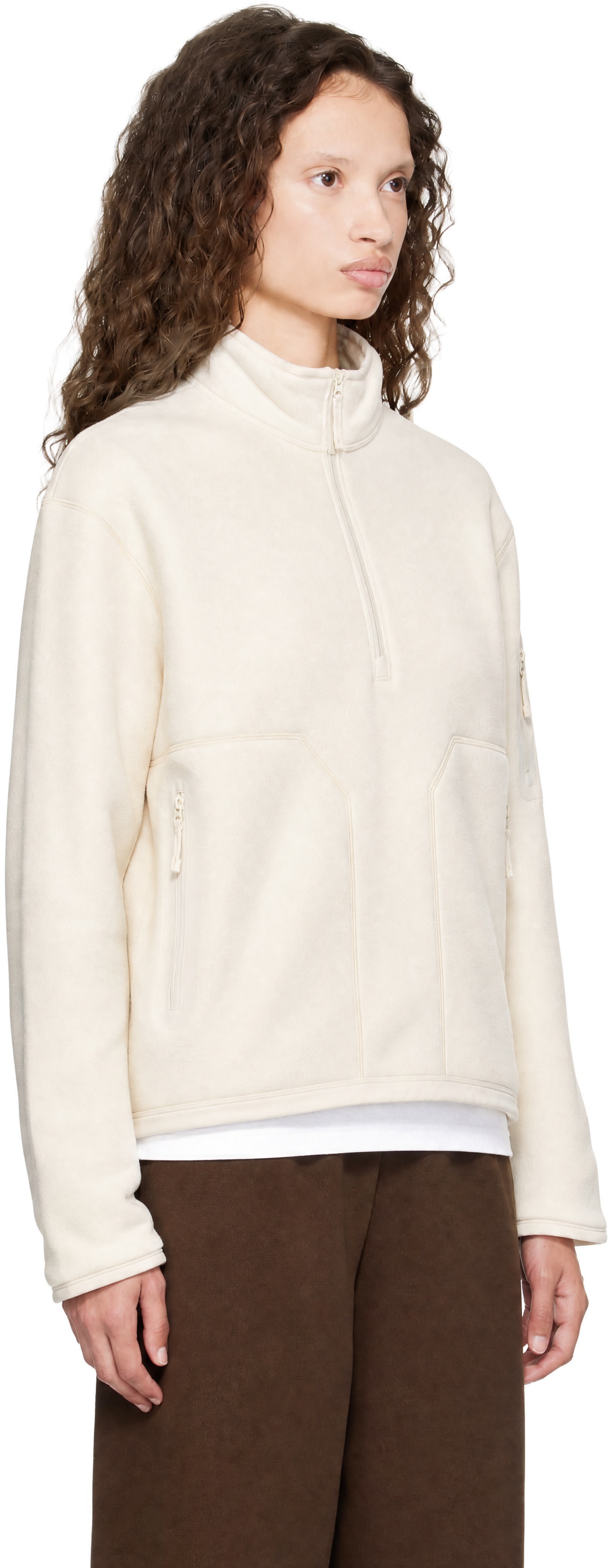 Arc'teryx - Pull molletonné Covert blanc cassé à demi-glissière