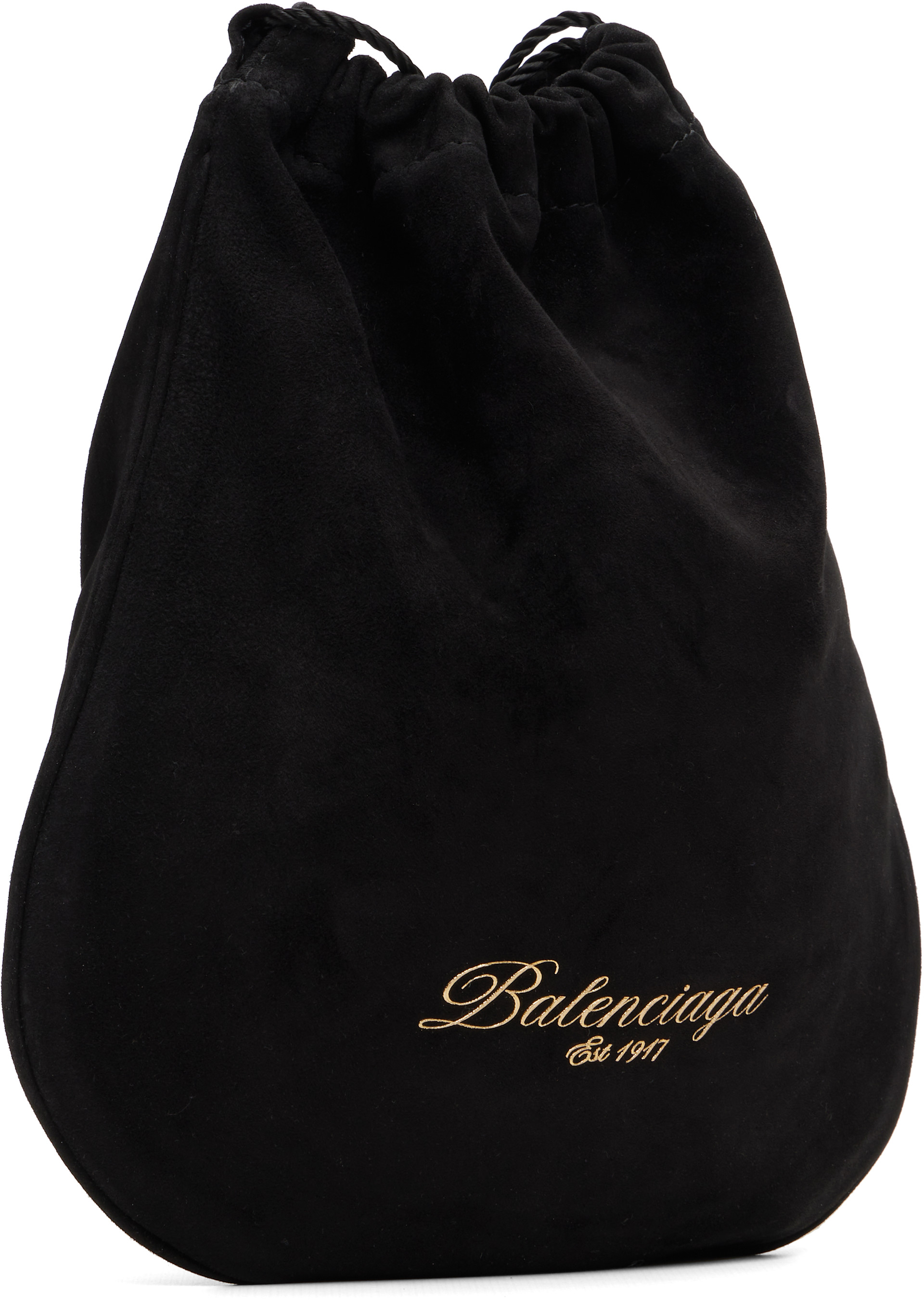 Balenciaga - 블랙 드로우스트링 왁스 스웨이드 파우치