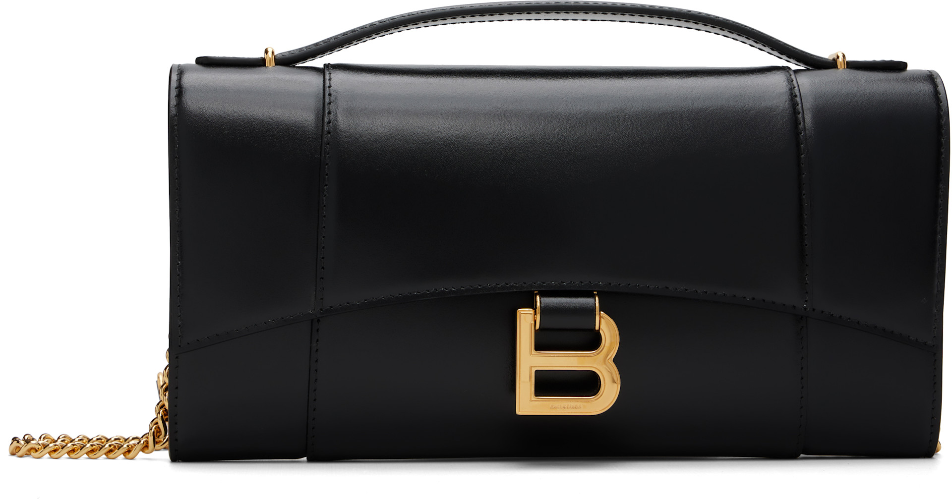 Balenciaga: ブラック Hourglass Pochette チェーンバッグ | SSENSE 日本