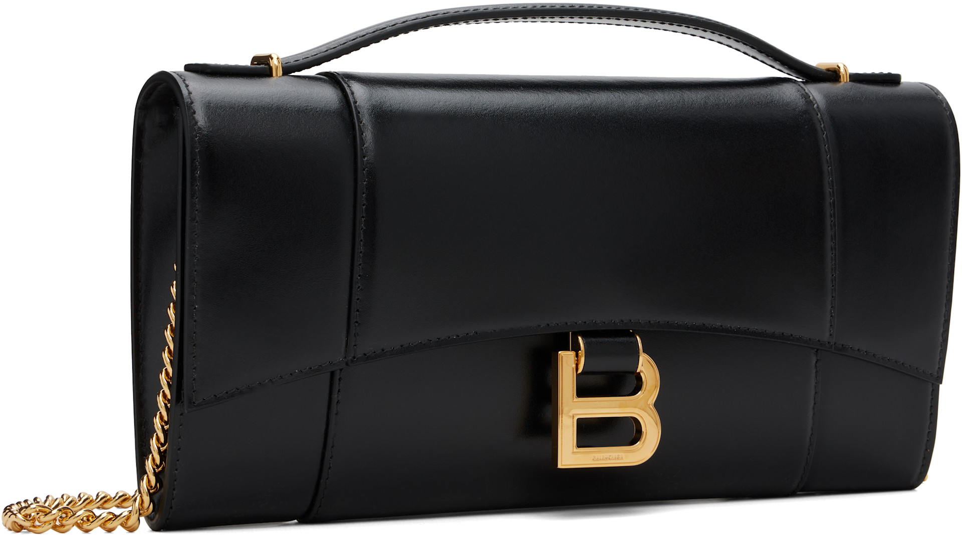 Balenciaga: Black Hourglass Pochette Chain Bag | SSENSE