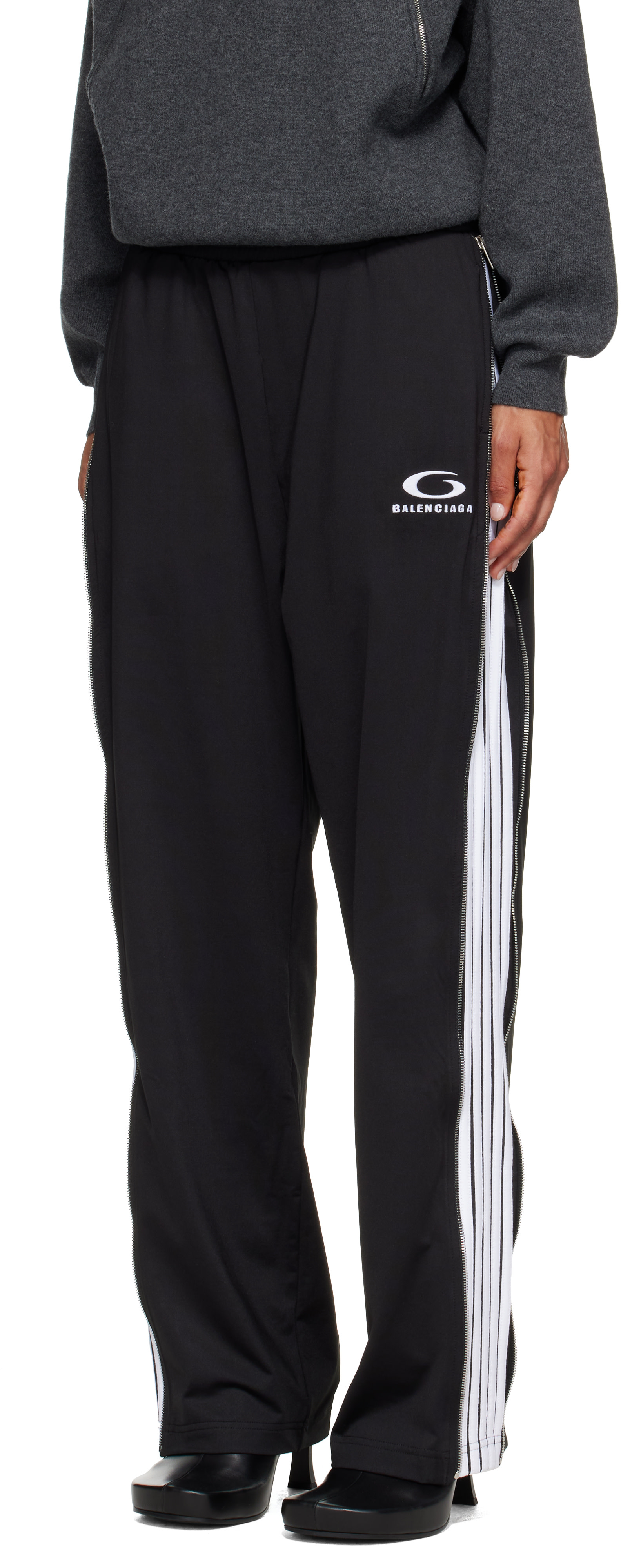 Balenciaga: Black Zipped Loop Sports Icon Sporty Track Pants | SSENSE