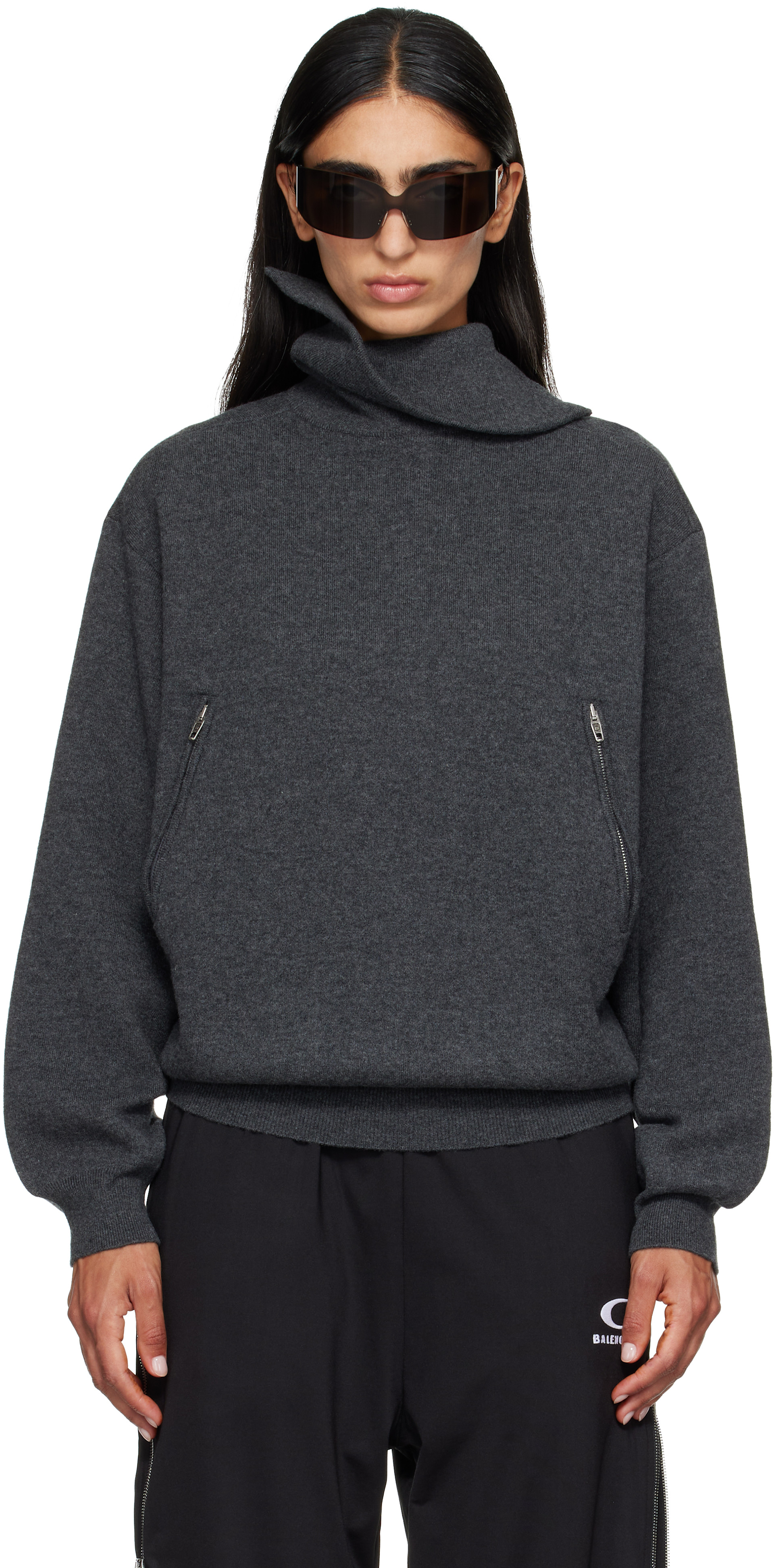 Balenciaga - Col roulé gris à assemblage inversé