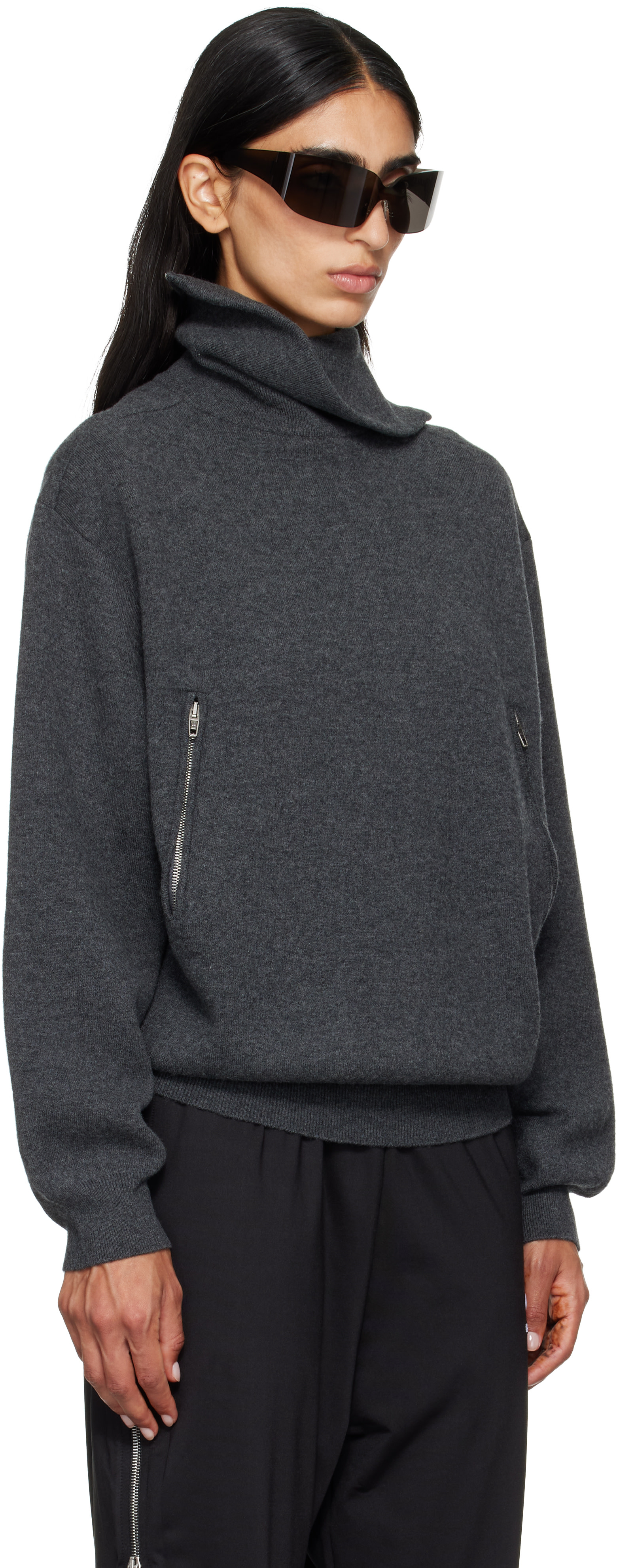 Balenciaga - Col roulé gris à assemblage inversé
