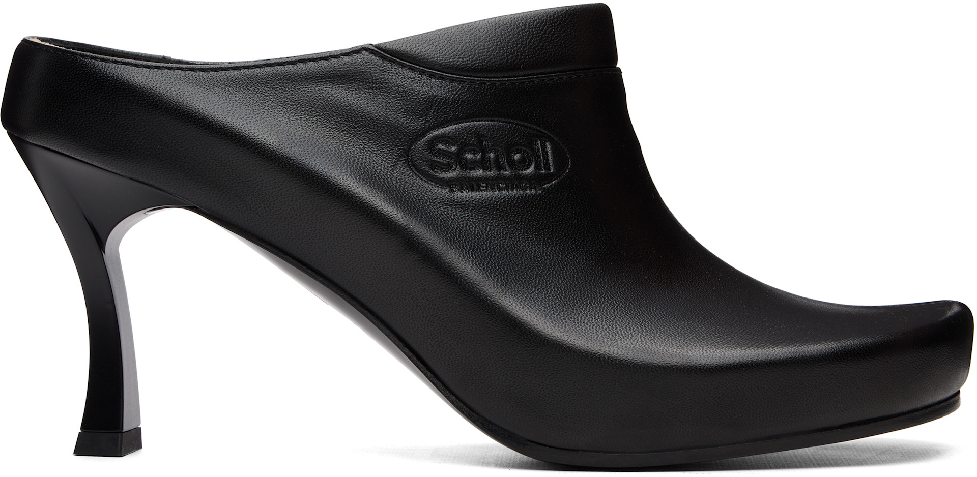 Balenciaga: Black Scholl Edition Sheepskin Mule Heels | SSENSE