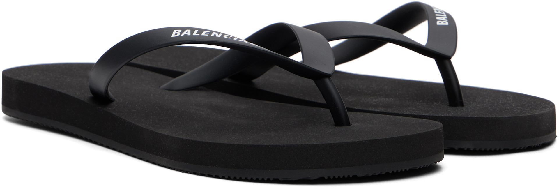 Balenciaga: ブラック ロゴ ビーチサンダル | SSENSE 日本