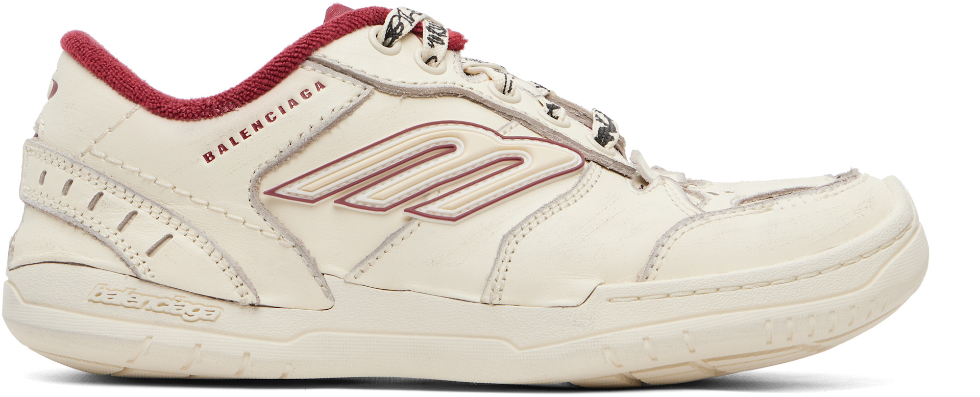 Balenciaga - Baskets Hamptons blanc cassé à effet usé