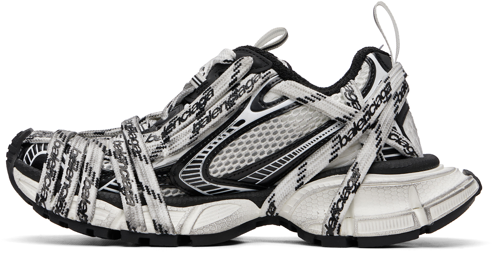 Balenciaga: ホワイト＆ブラック 3XL Extreme Laces スニーカー