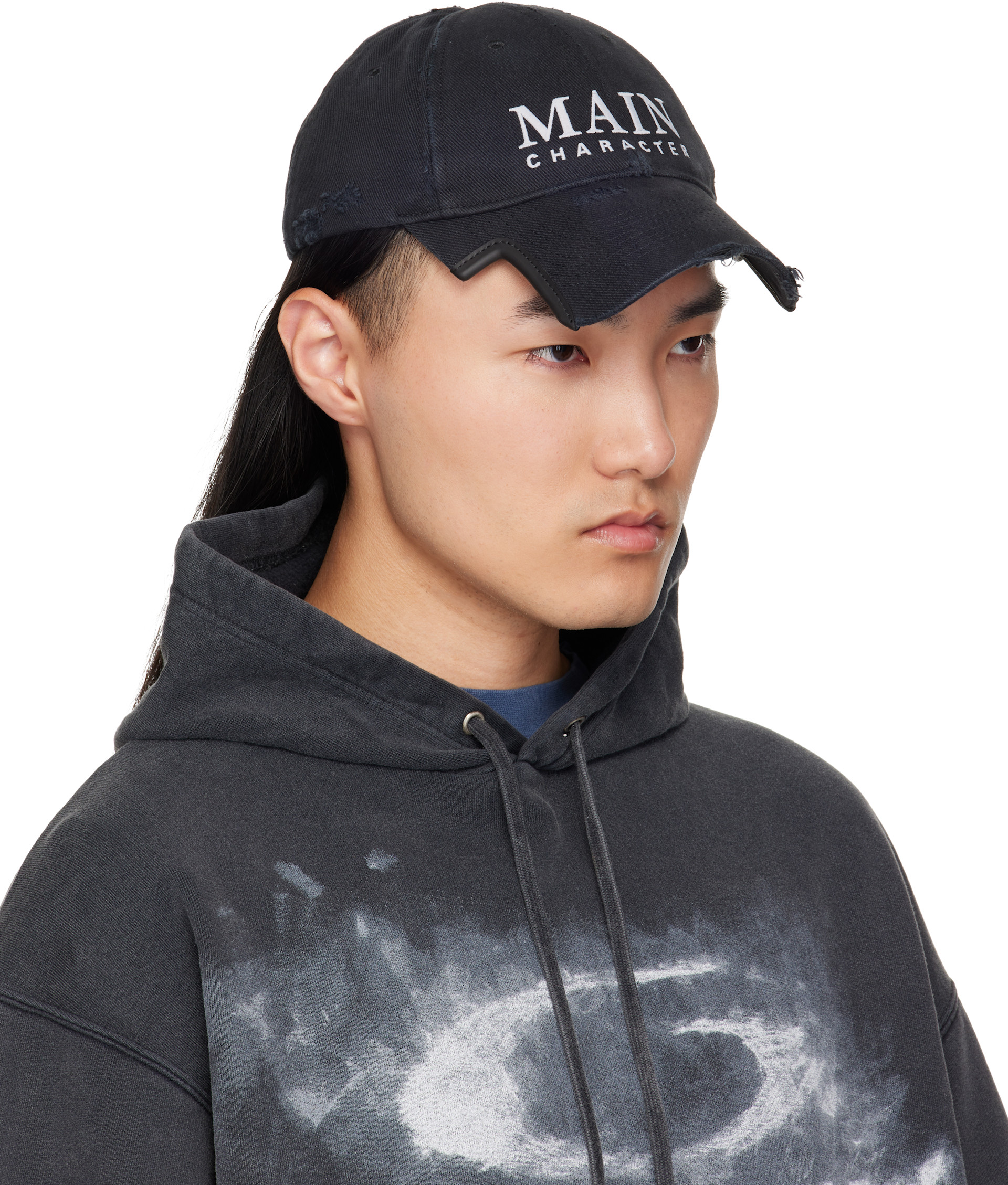 BALENCIAGA ブラック キャップ Balenciaga: ブラック フェード コットン ドリル キャップ | SSENSE 日本