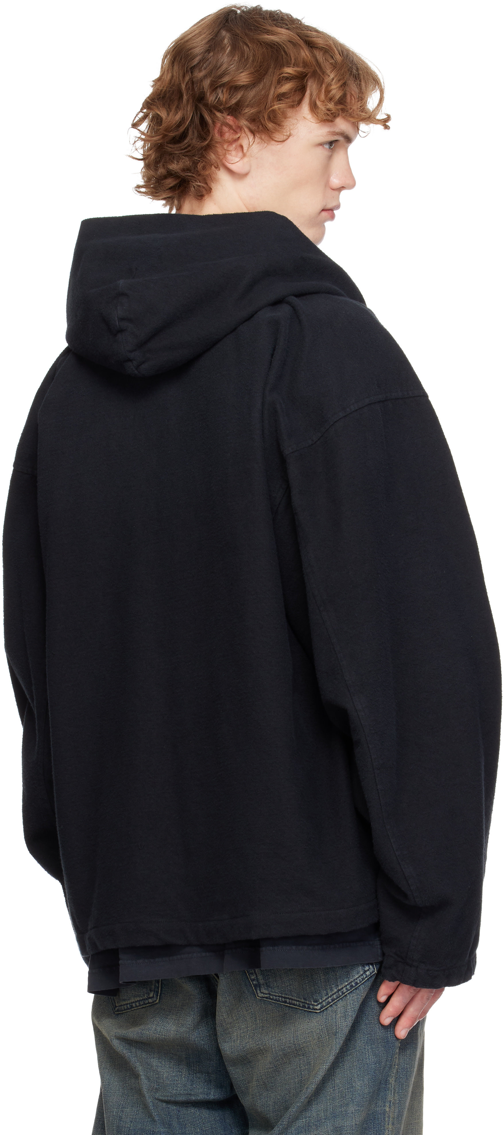 Balenciaga: ブラック フード付き ジップアップジャケット | SSENSE 日本