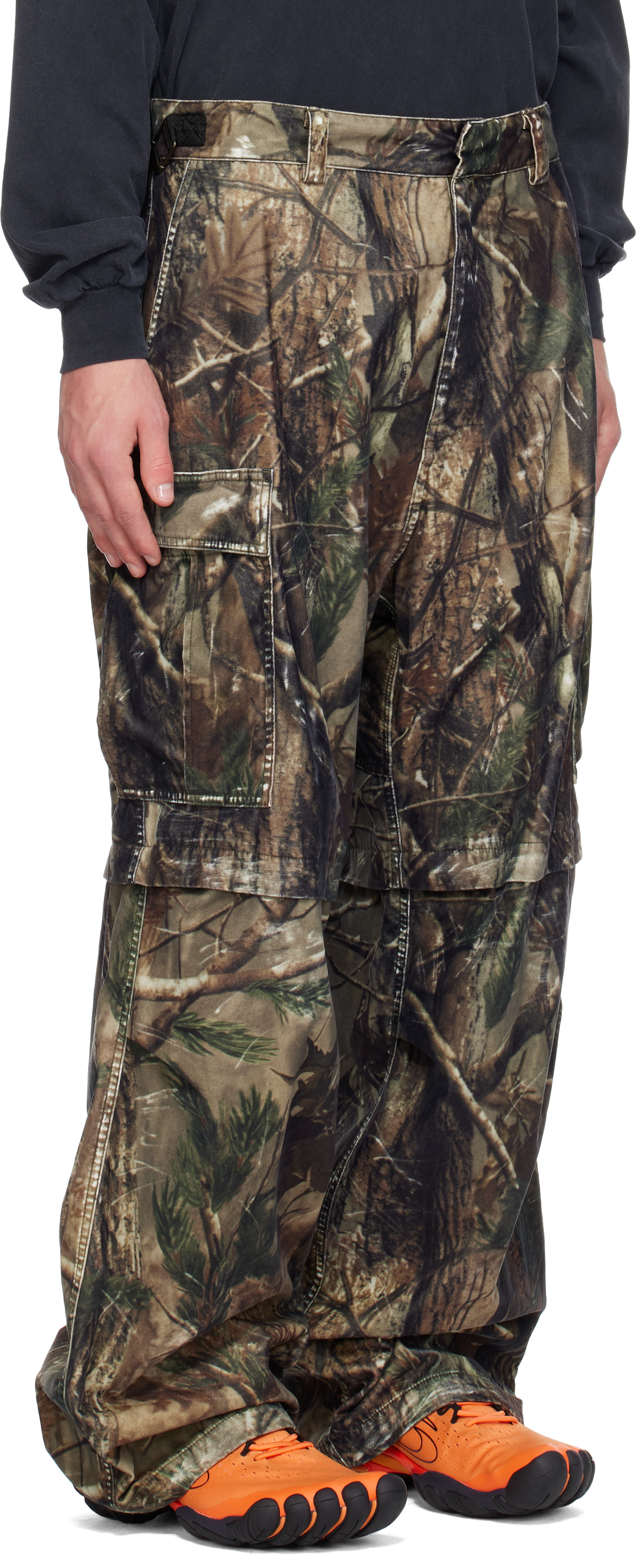 Balenciaga: Brown Camo Flocked Cotton Baggy Cargo Pants | SSENSE