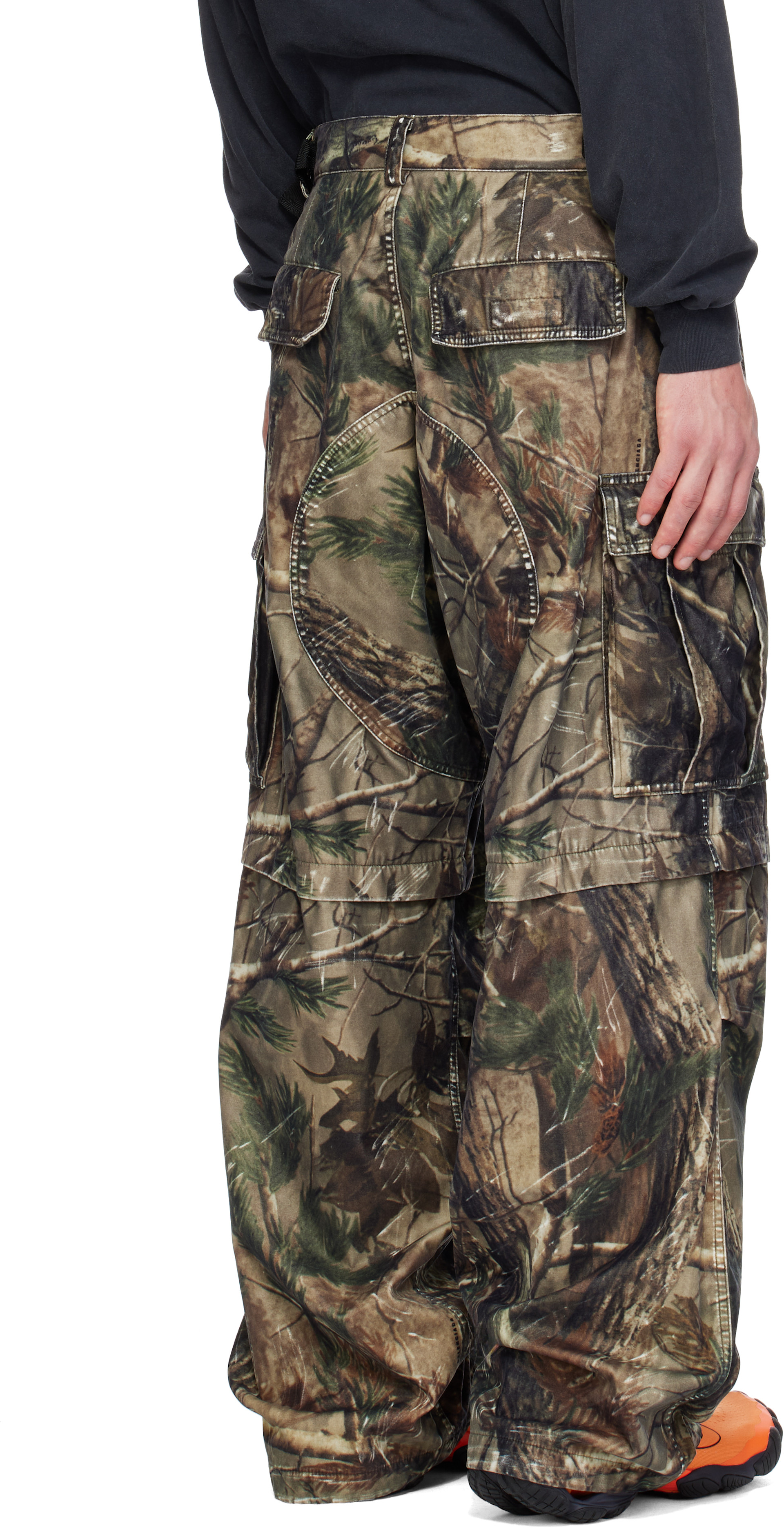 Balenciaga: ブラウン Camo Flocked Cotton バギー カーゴパンツ