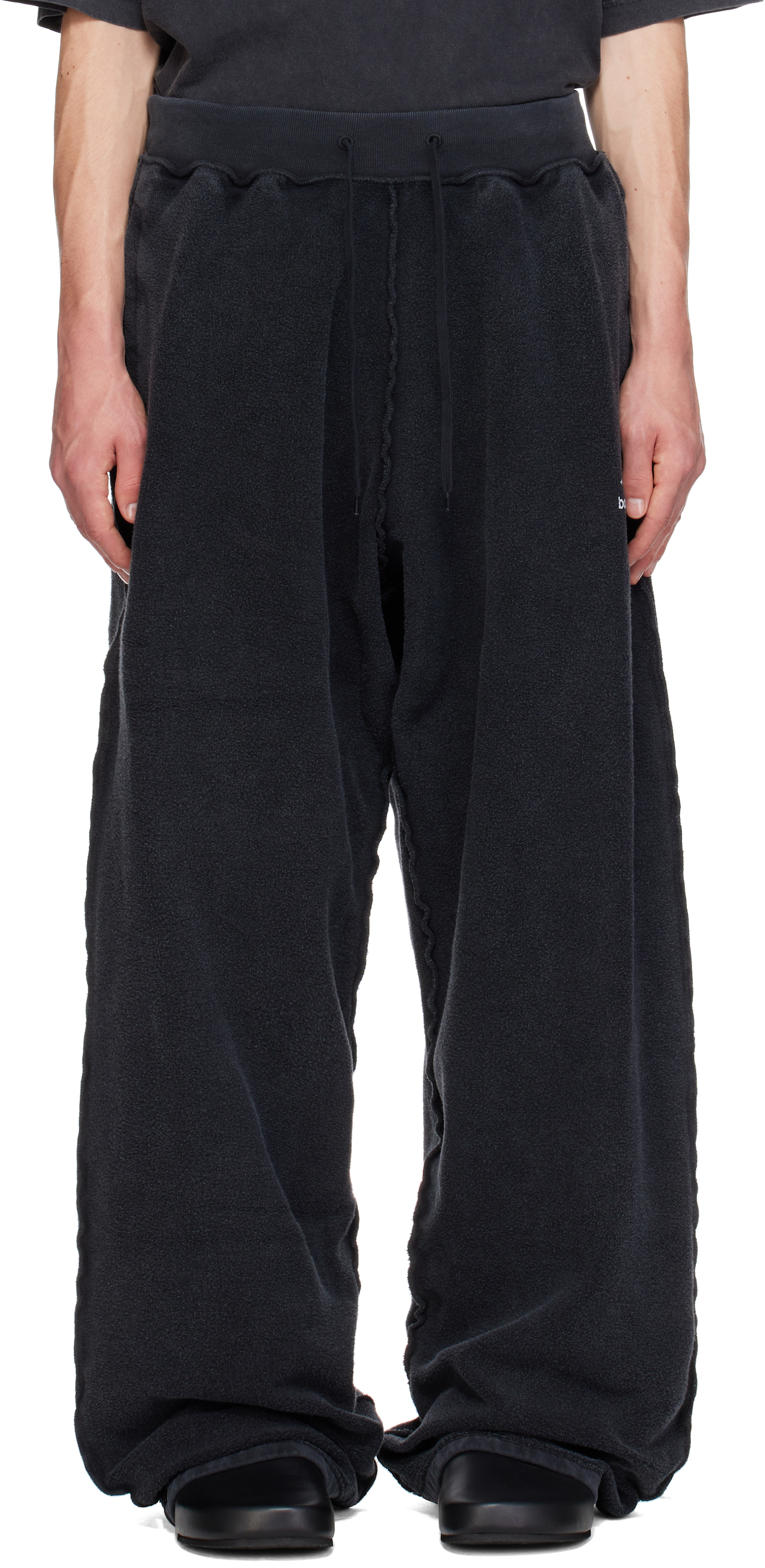 え*と様 BALENCIAGA フリース スウェット ブラック ユニセックス Balenciaga: ブラック フリース オーバーサイズ スウェットパンツ