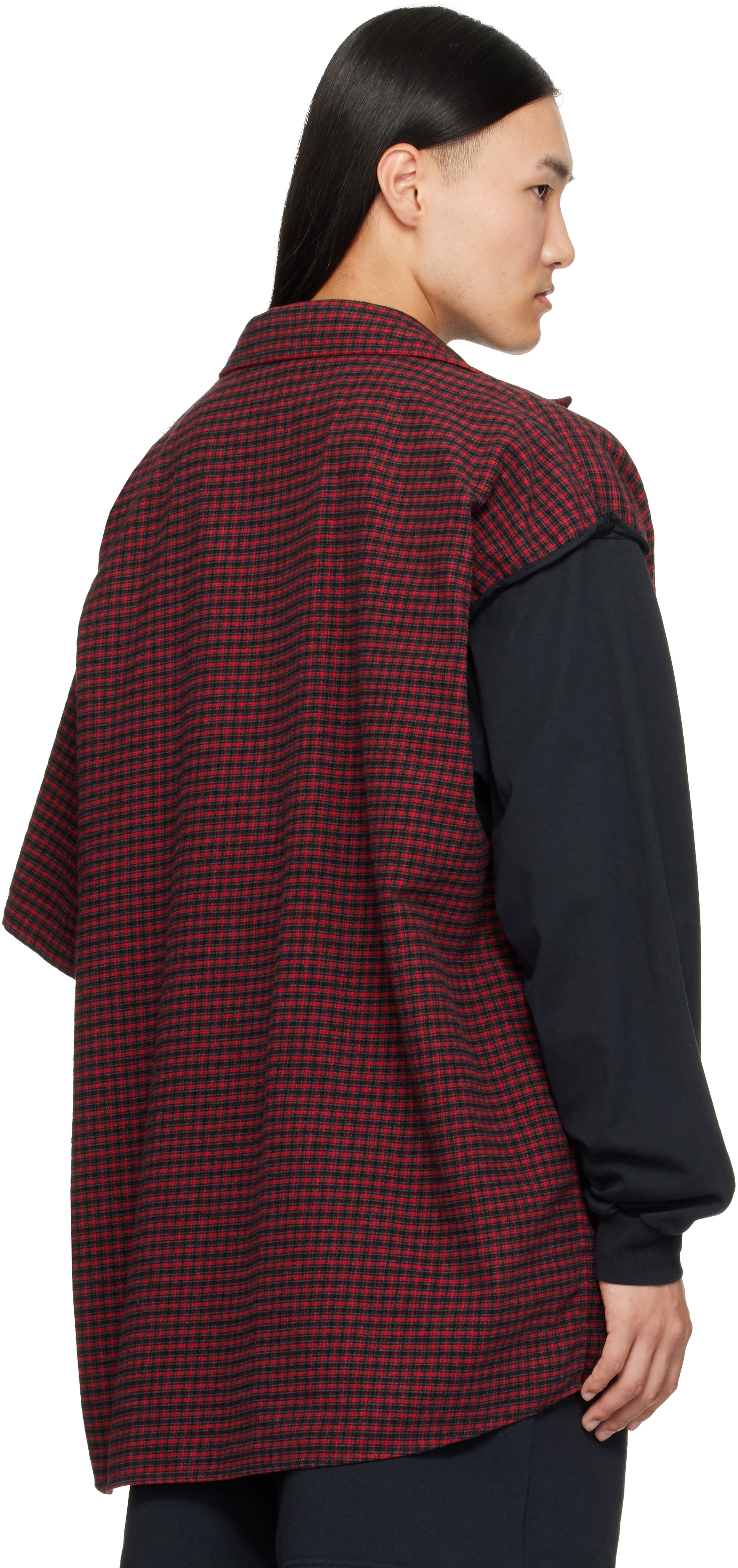 Balenciaga: レッド＆ブラック チェック パッチ シャツ | SSENSE 日本